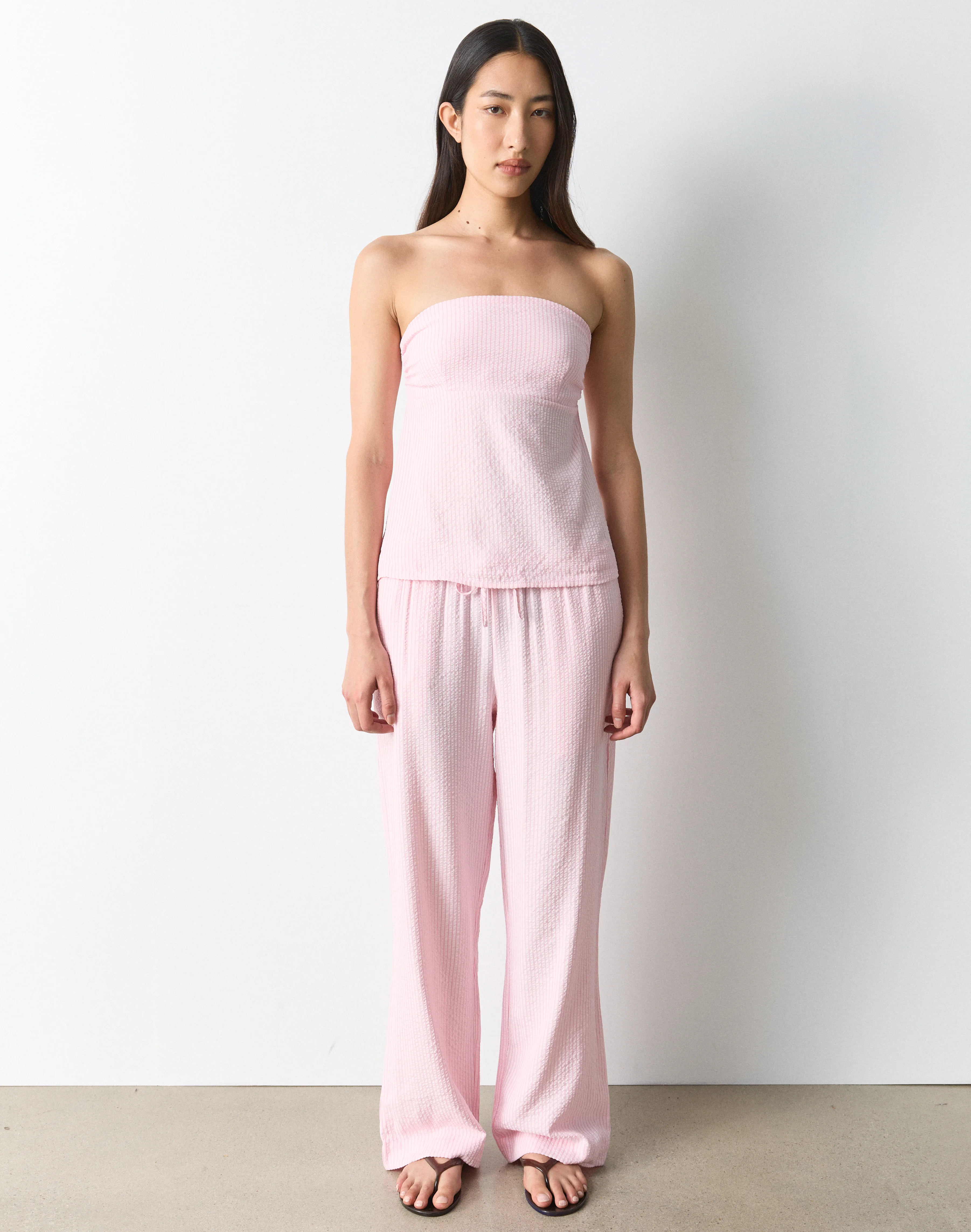 Cotton Strapless Tie Back Top Romance Wandy Stripe