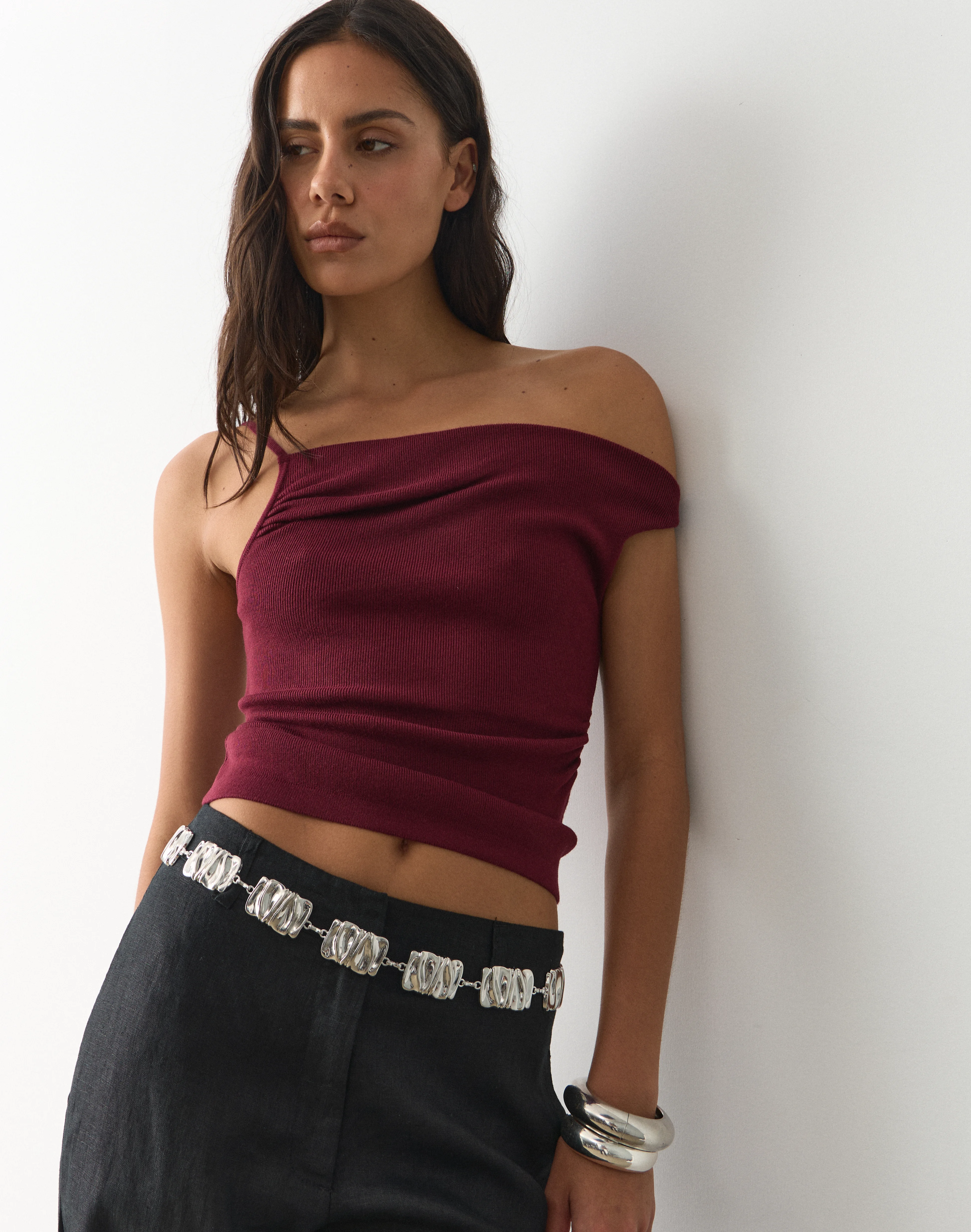 Textured Statement Chain Belt Belt in Silver