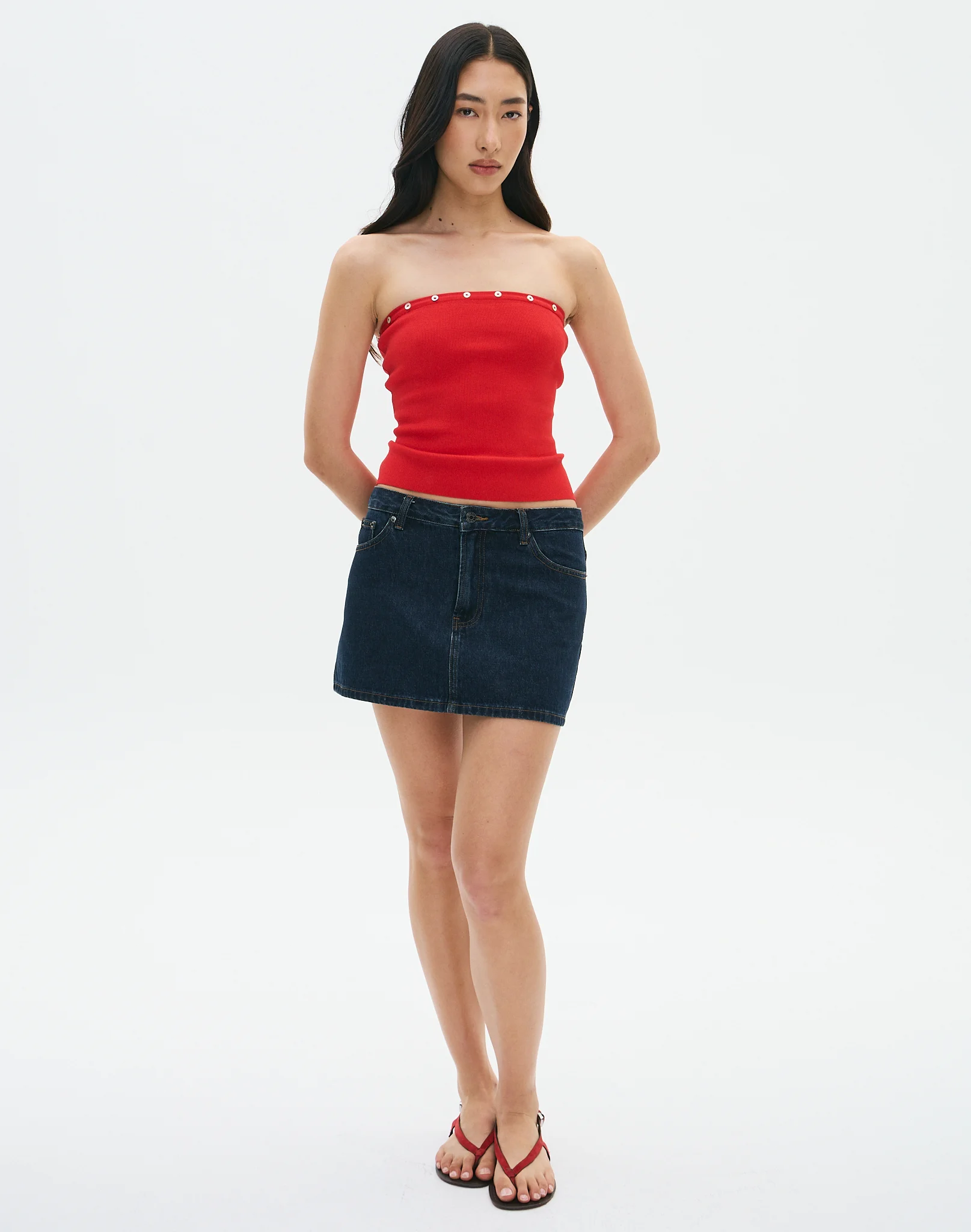 Shell Button Strapless Knit Top Get Reddy 3 Shell Button Strapless Knit Top Get Reddy