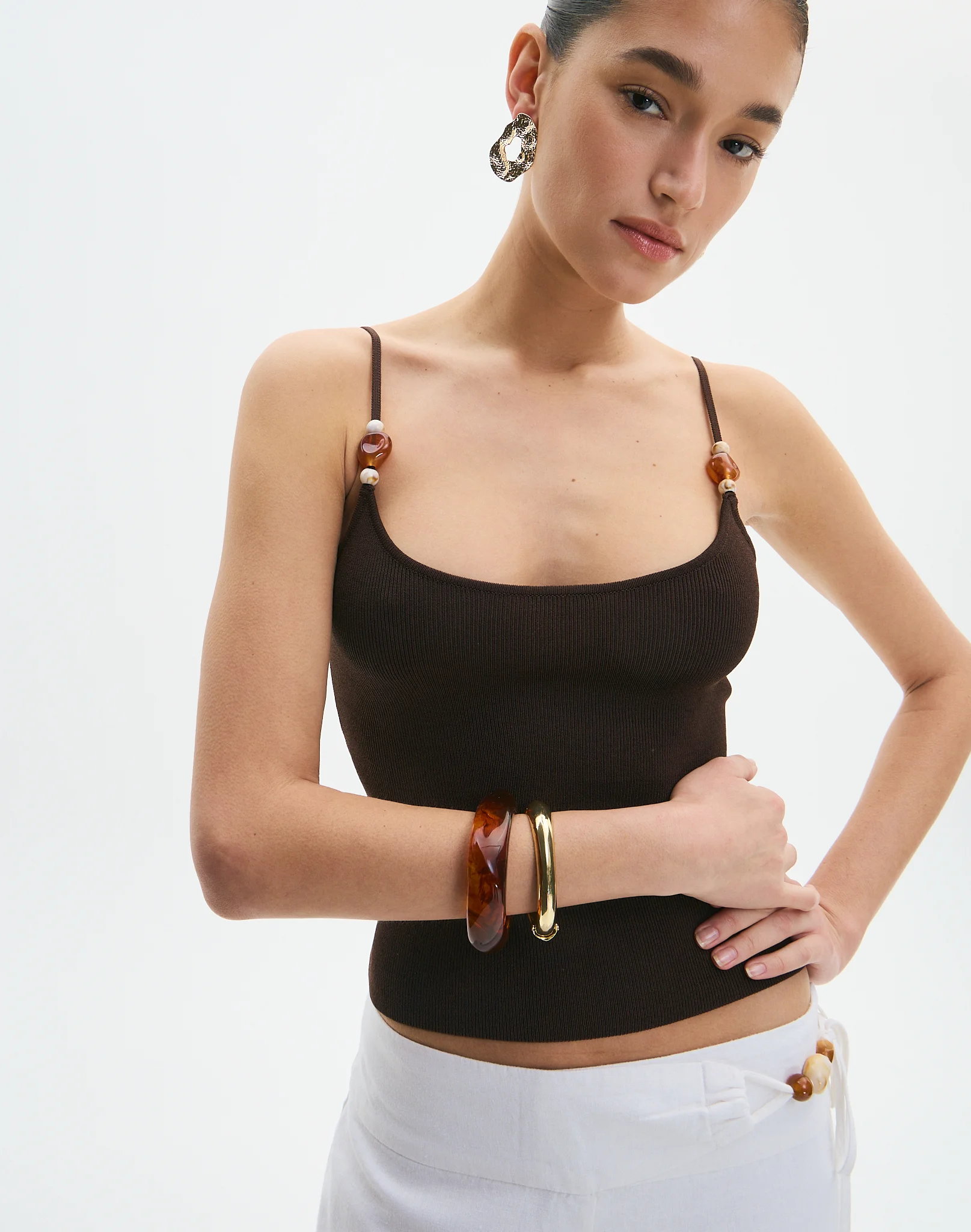 Bead Detail Knit Tank Fudge Fantasy