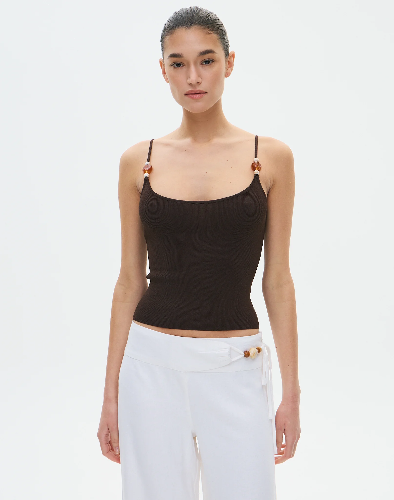Bead Detail Knit Tank Fudge Fantasy