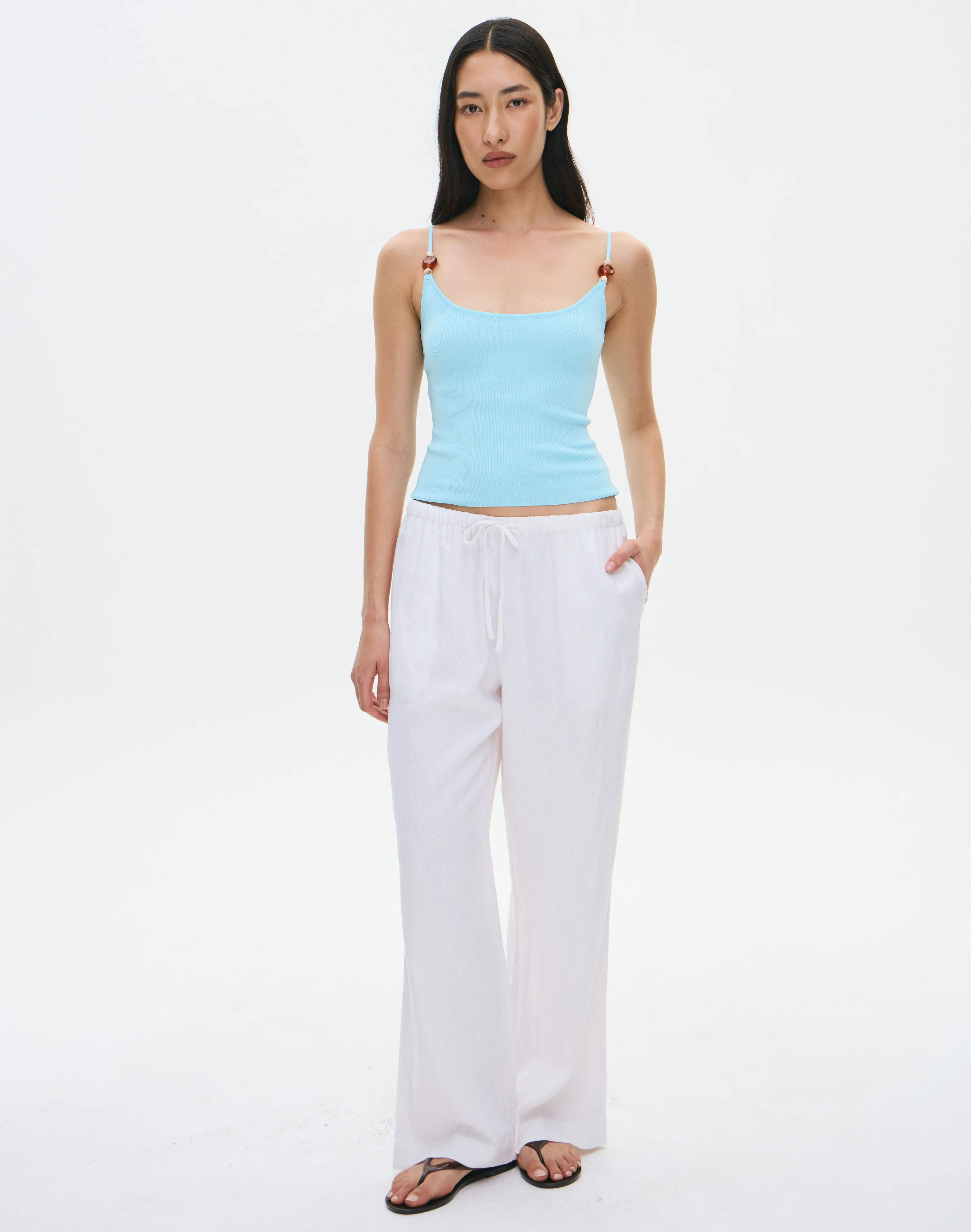Bead Detail Knit Tank Sea Foam