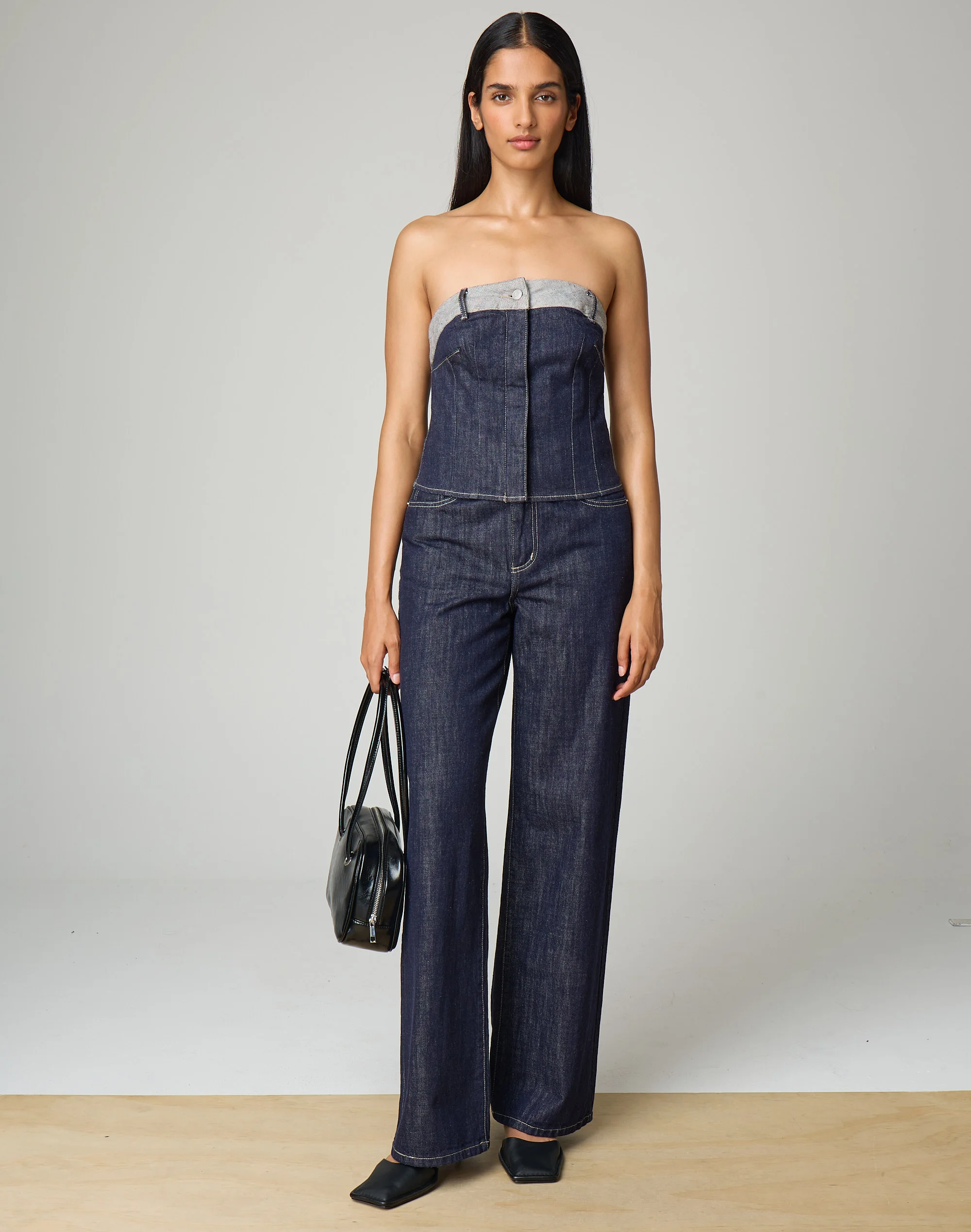Denim Strapless Corset Top Raw Indigo X Reverse