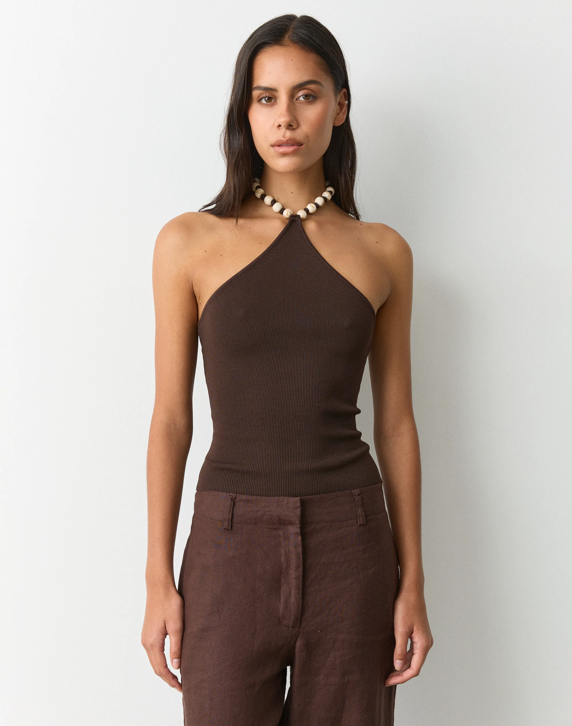Beaded Halter Knit Top Fudge Fantasy