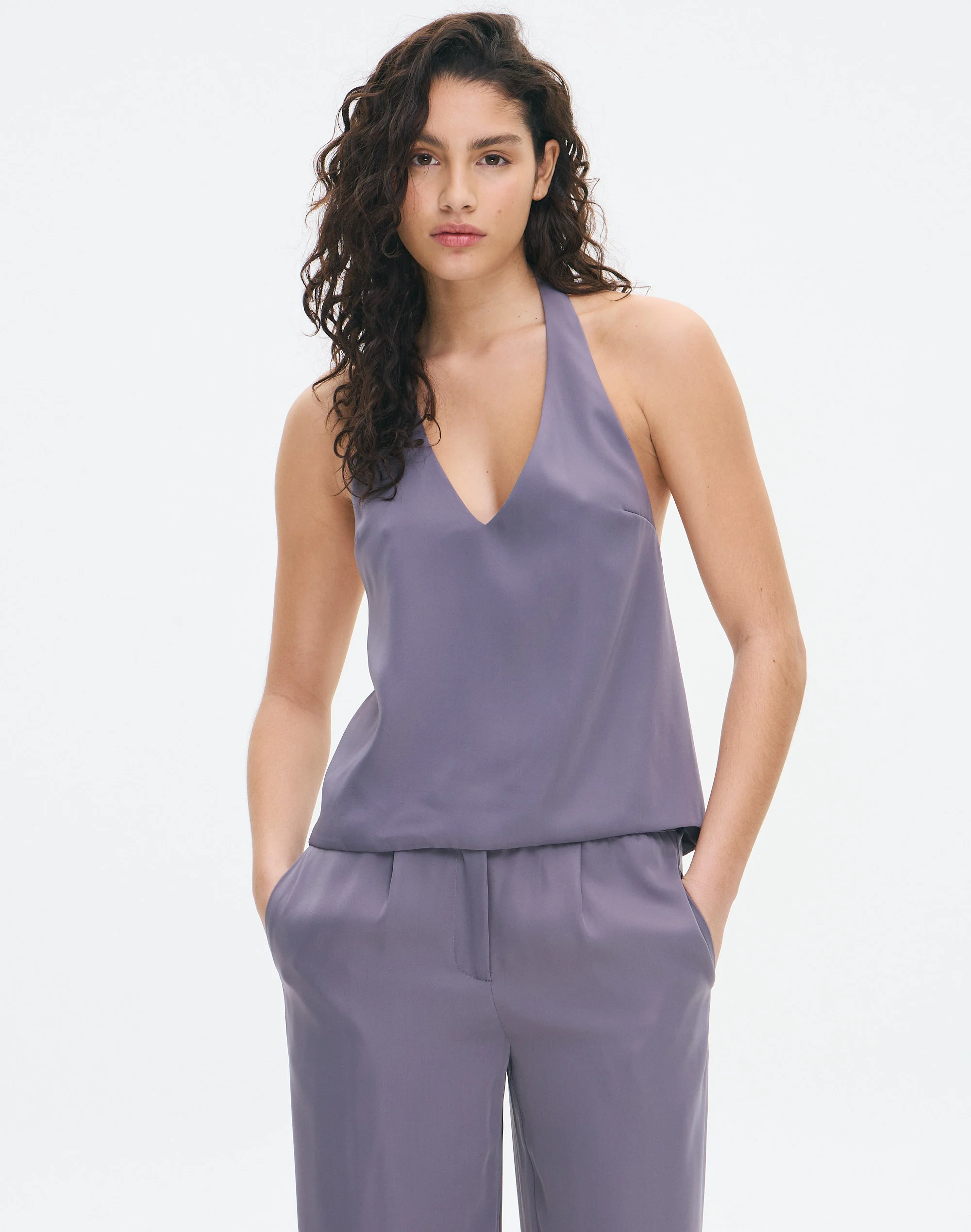 Relaxed Tie Back Halter Top Dusk Night Owl
