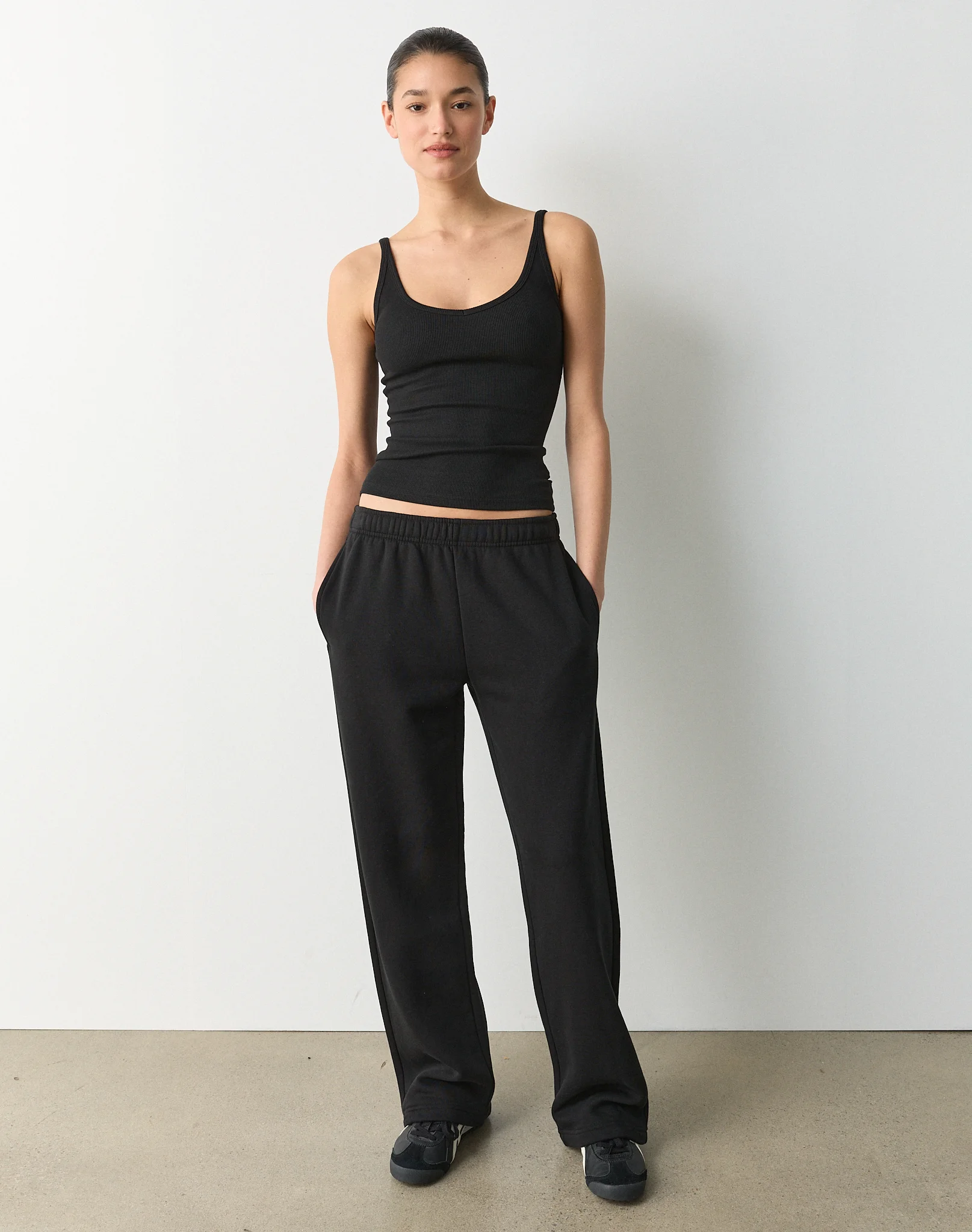 Elastic Waist Relaxed Sweatpant Black