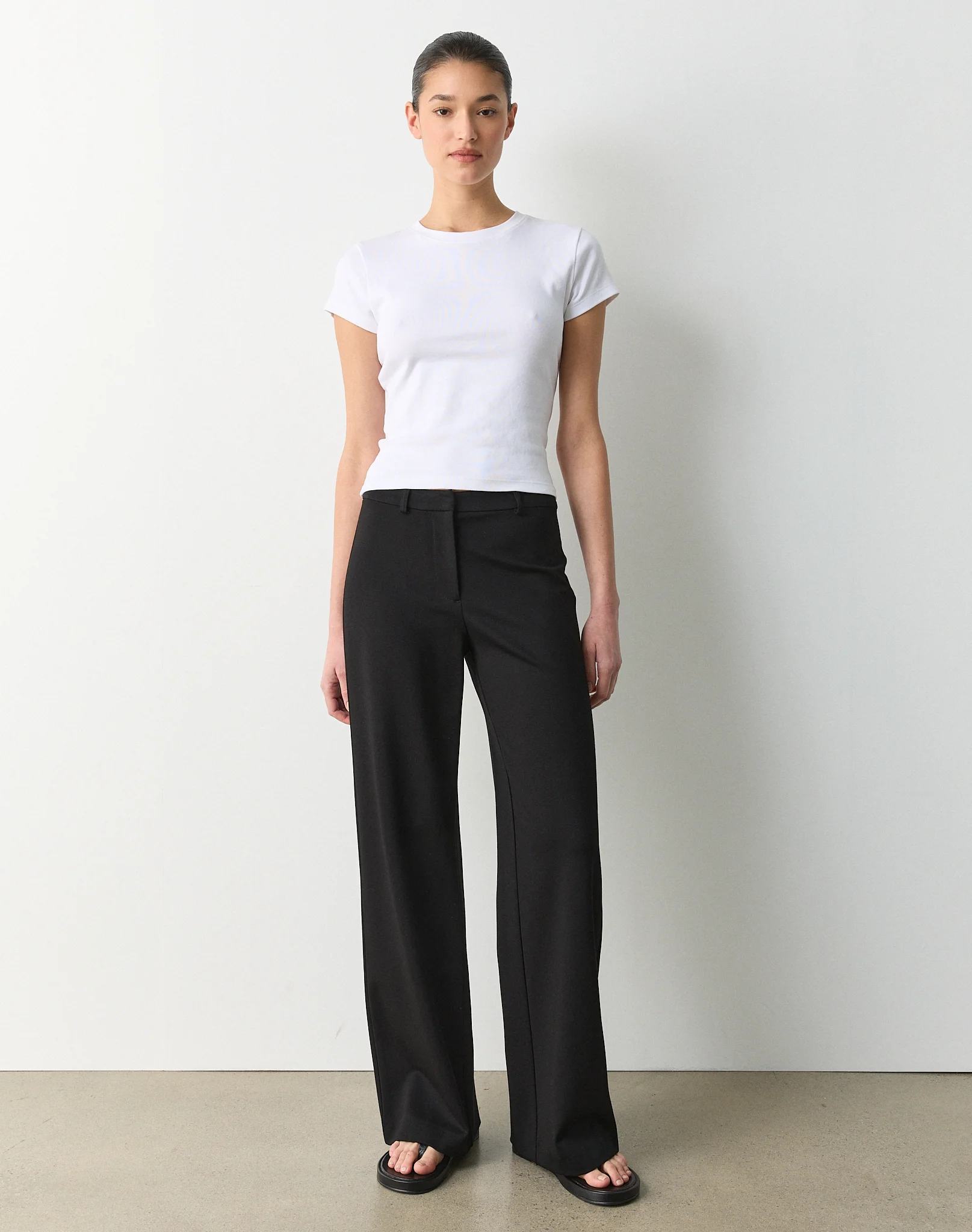 Mid Rise Tailored Ponte Pant Black