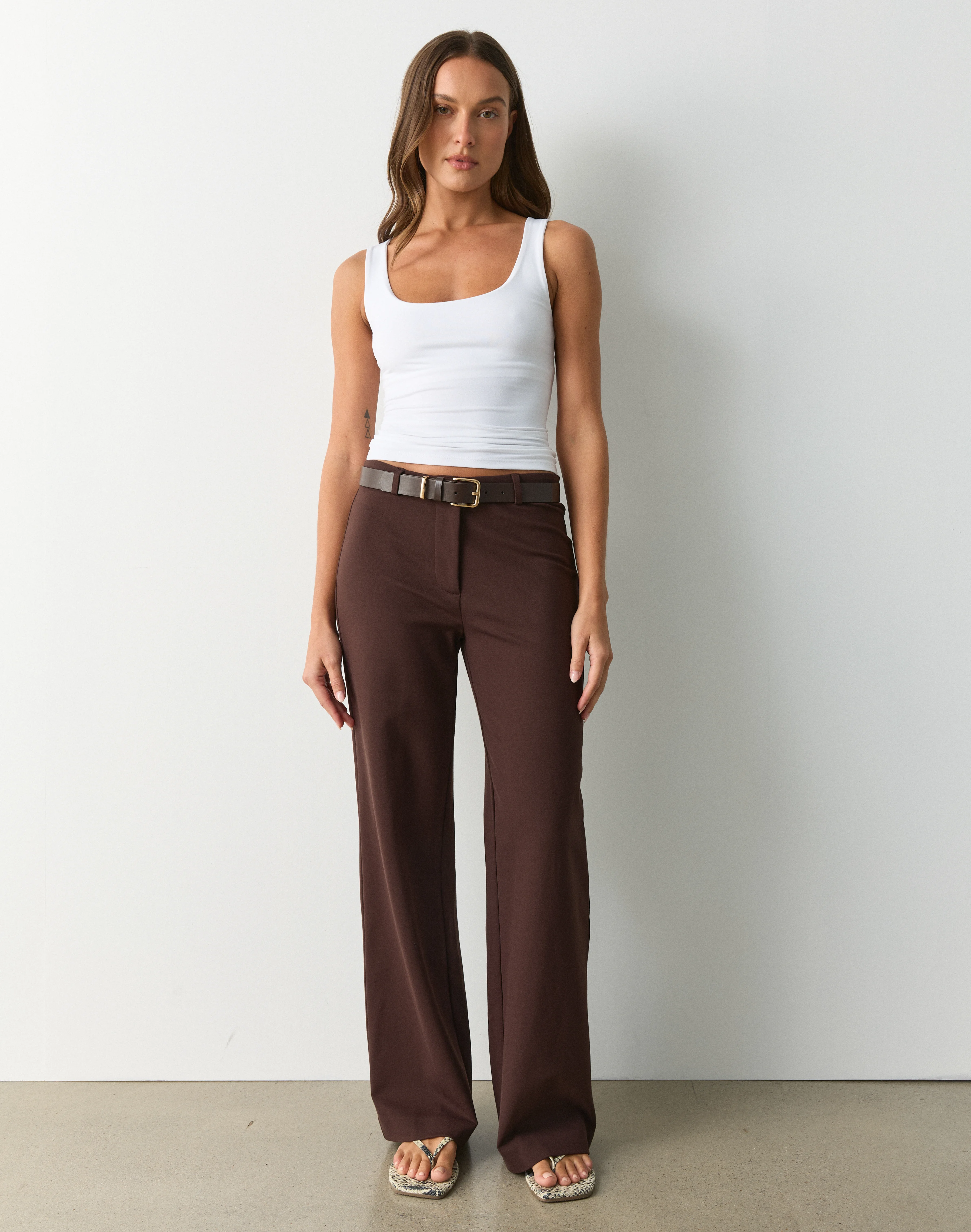 Mid Rise Tailored Ponte Pant Fudge Fantasy