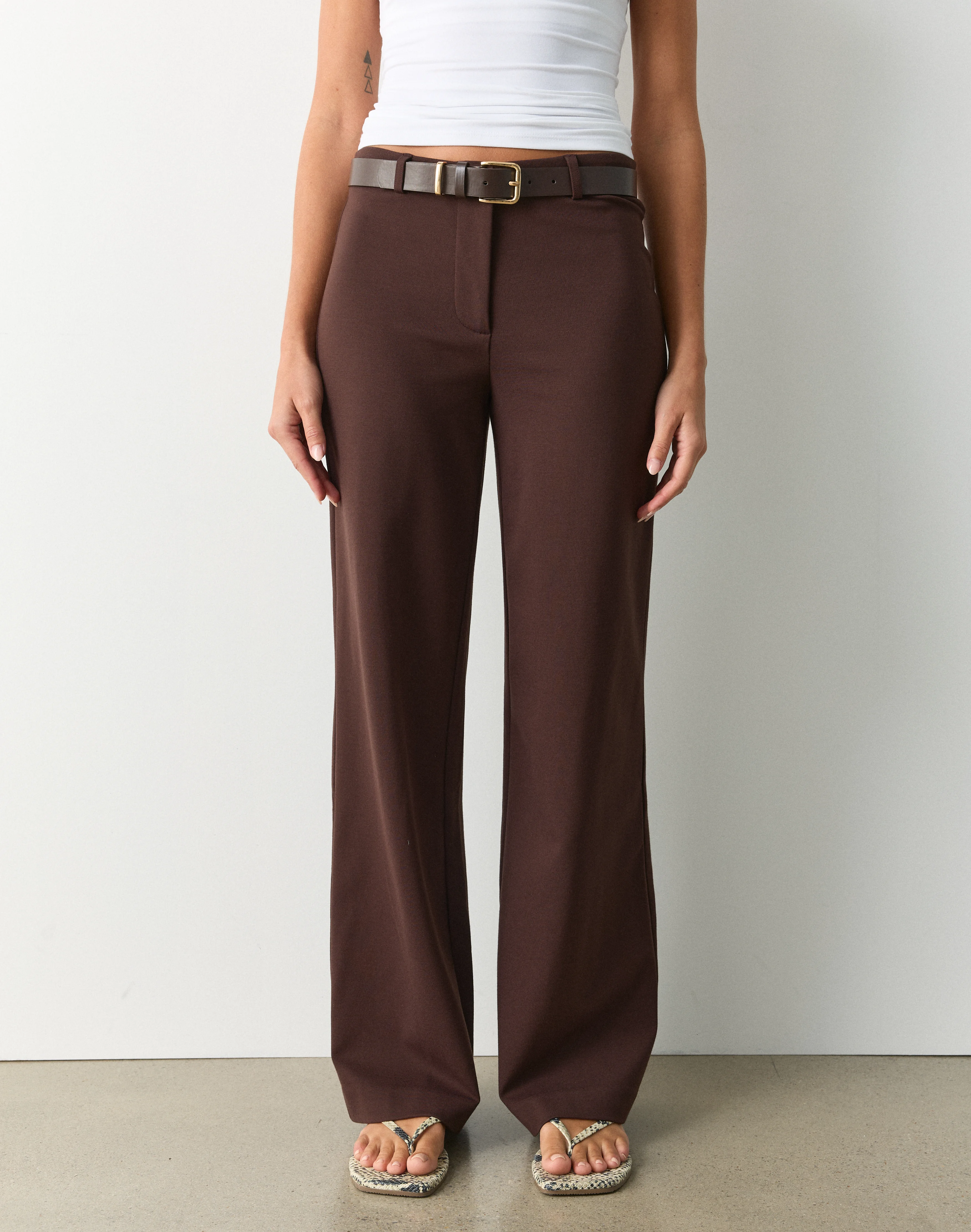 Mid Rise Tailored Ponte Pant Fudge Fantasy