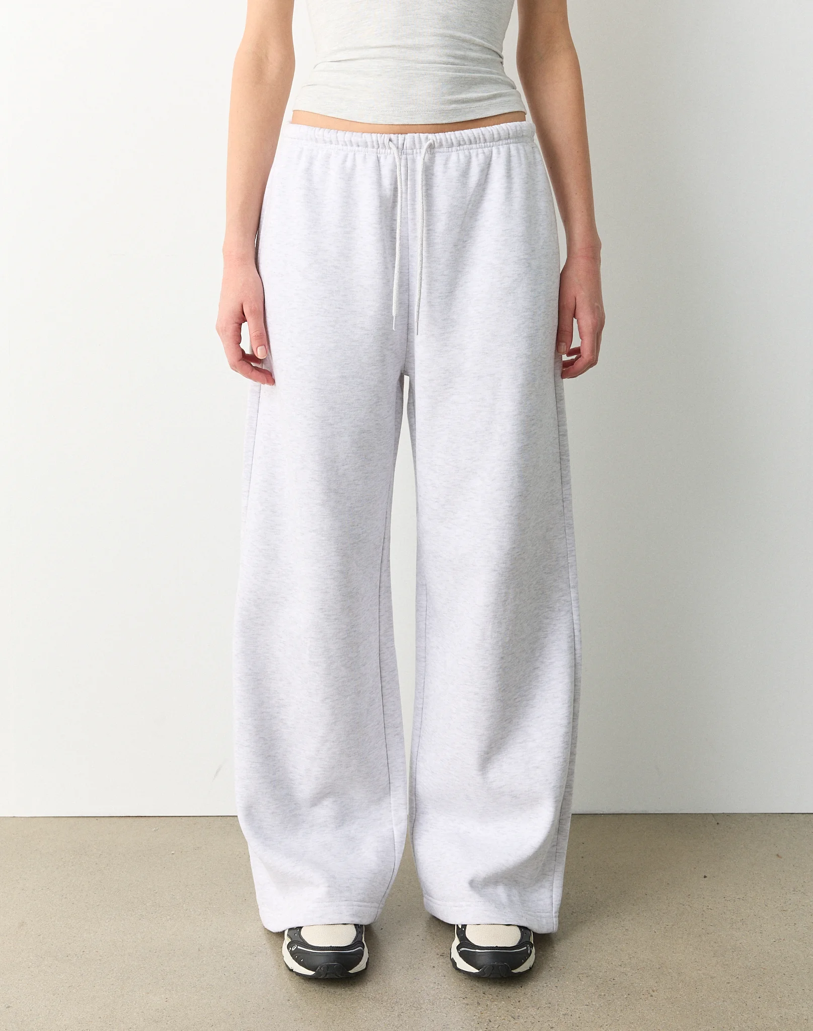 Tie Waist Oversized Wide Leg Sweatpant Snow Marle 3 Tie Waist Oversized Wide Leg Sweatpant Snow Marle