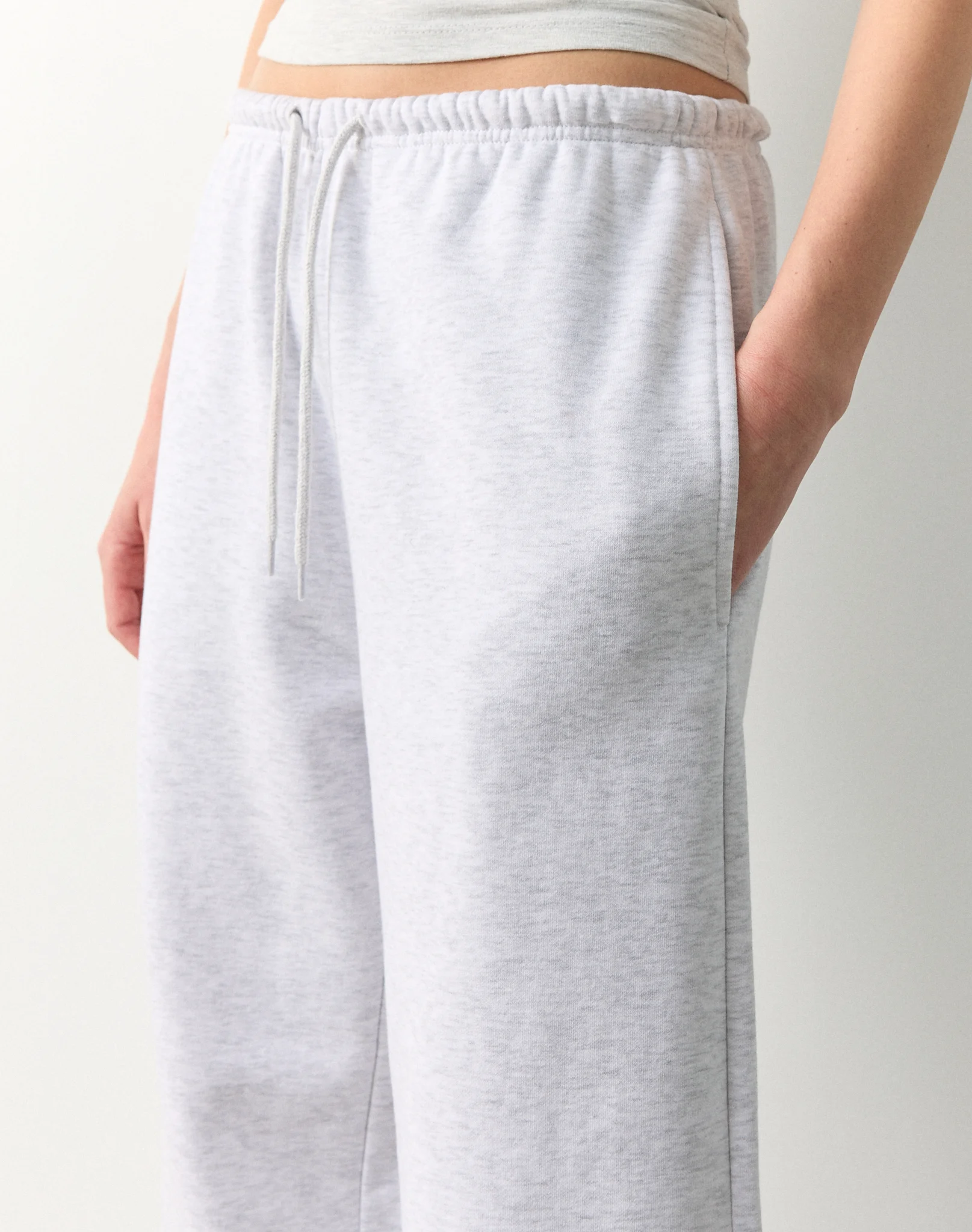 Tie Waist Oversized Wide Leg Sweatpant Snow Marle 5 Tie Waist Oversized Wide Leg Sweatpant Snow Marle