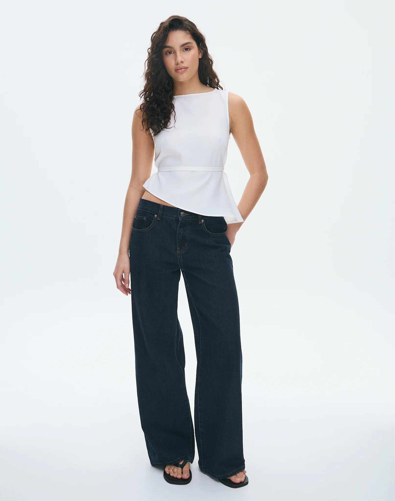 Asymmetrical Tie Back Blouse Milk 3 Asymmetrical Tie Back Blouse Milk