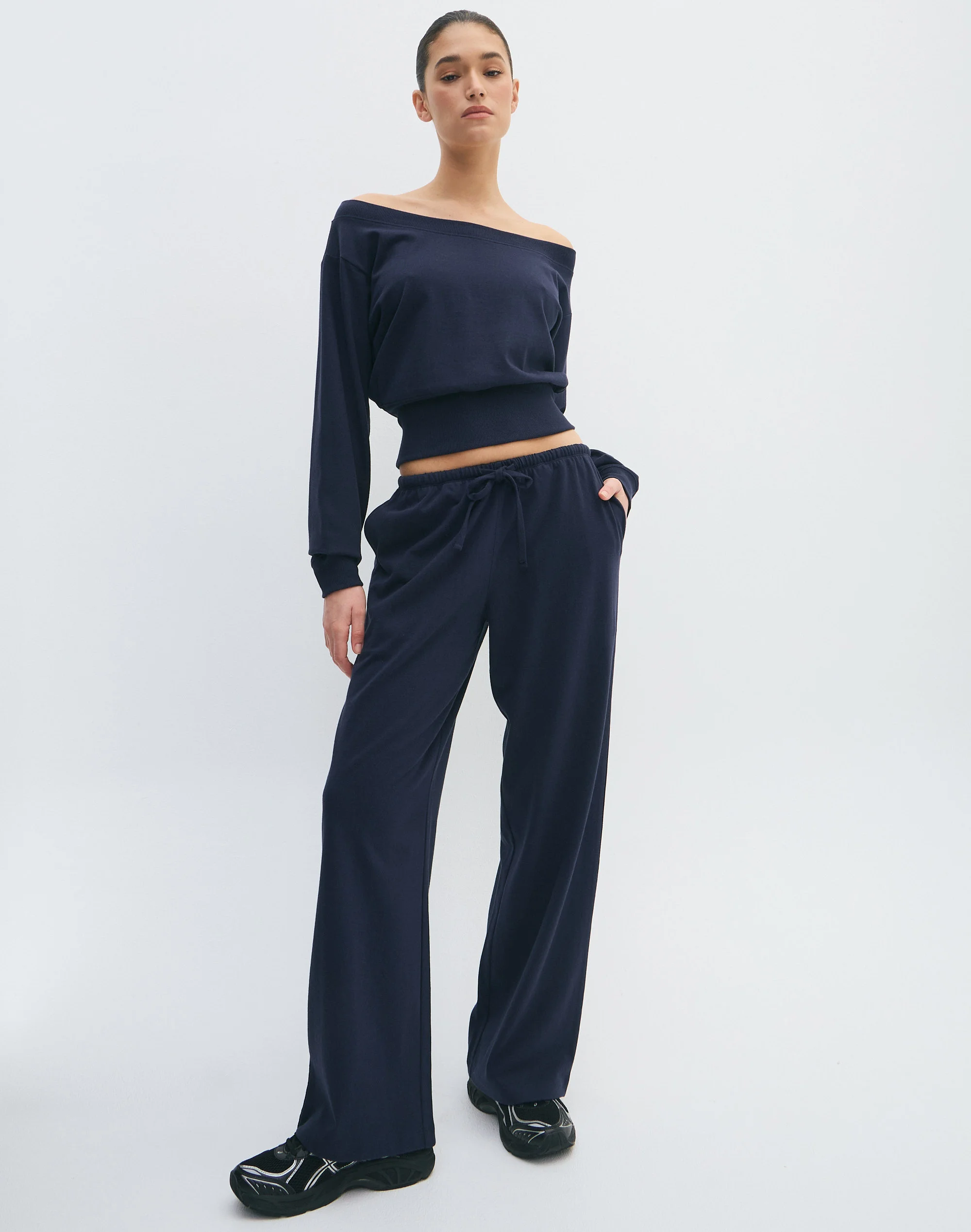 Cotton Tie Waist Sweatpant Navy Blazer