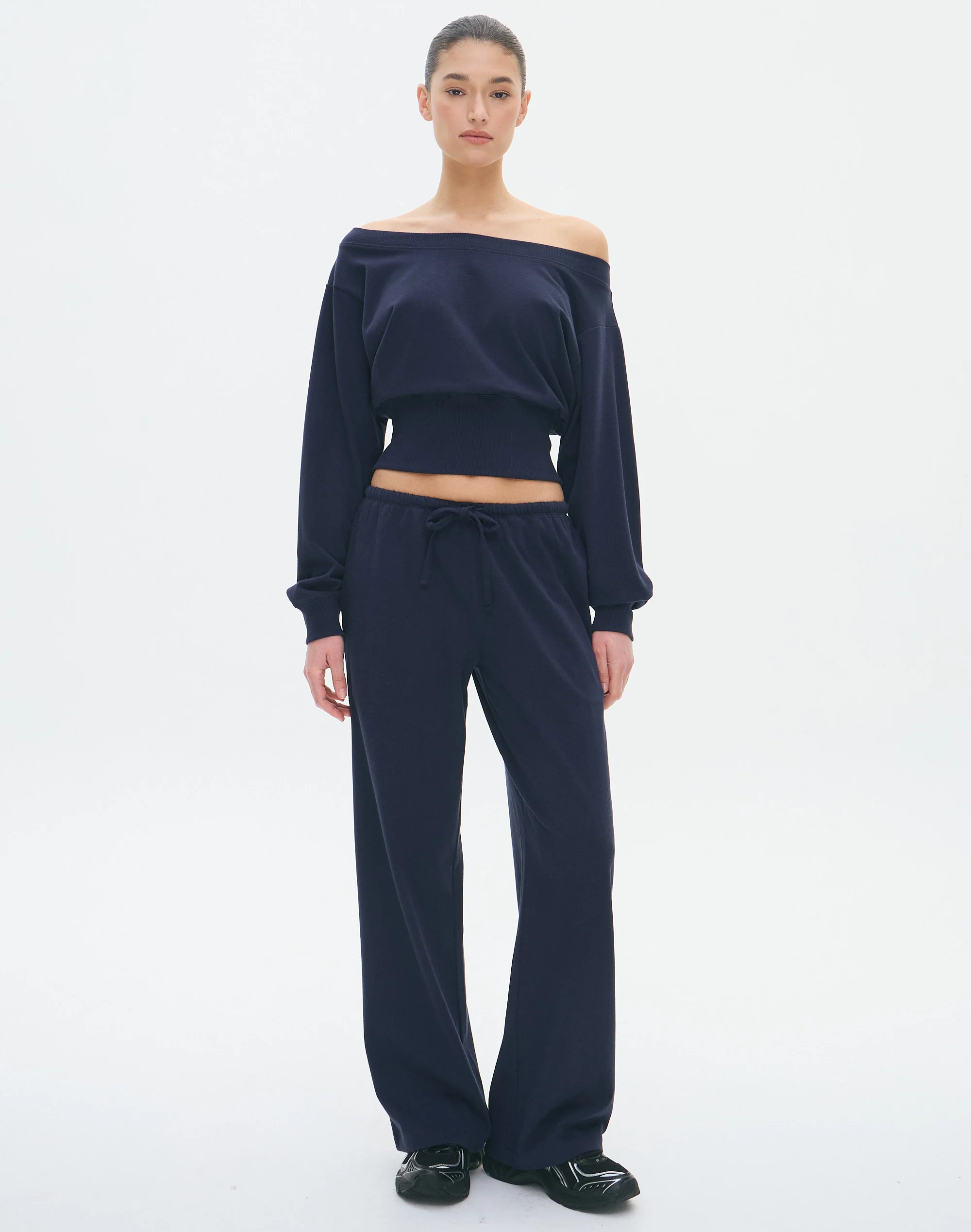 Cotton Tie Waist Sweatpant Navy Blazer