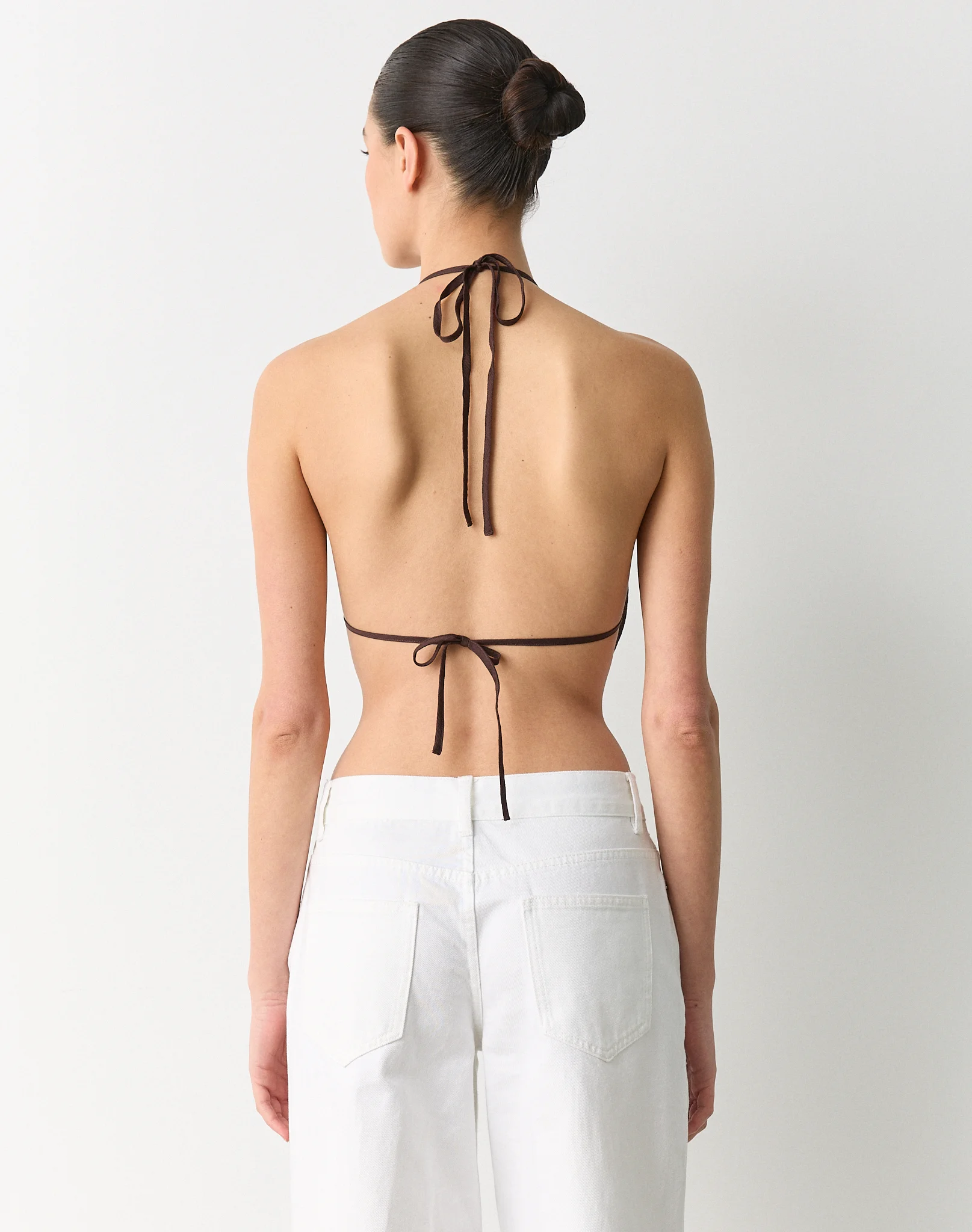 Crinkle Cowl Neck Halter Top Island Fudge