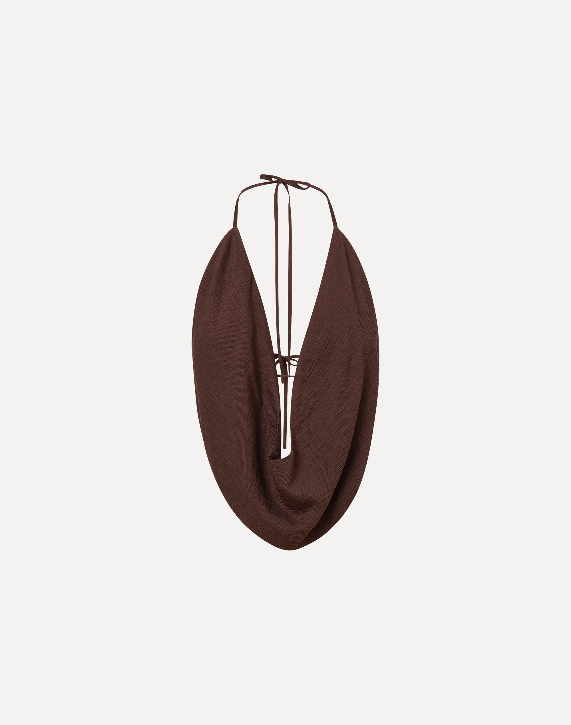 Crinkle Cowl Neck Halter Top Island Fudge