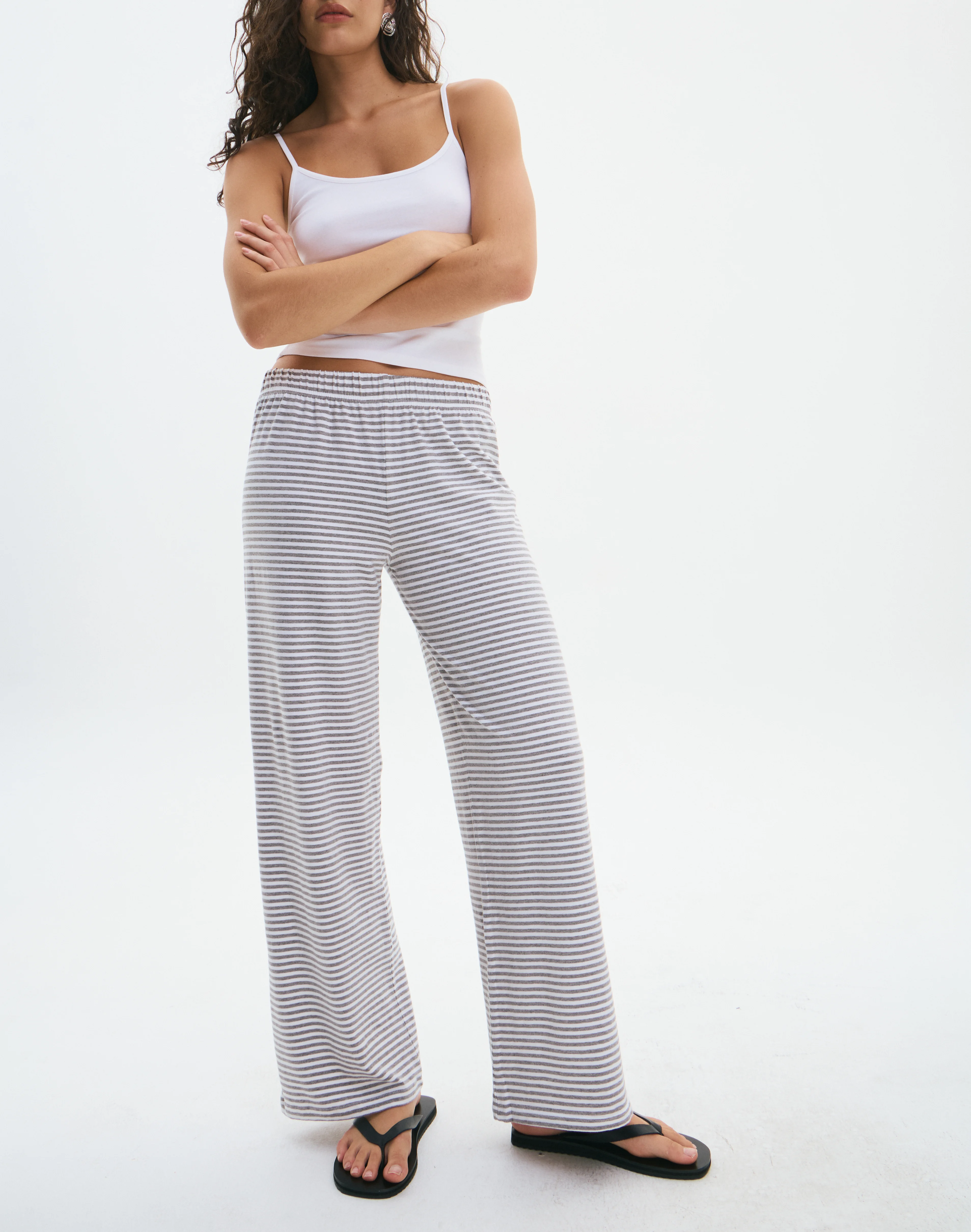 Stripe Relaxed Lounge Pant Pgm White Bella Stripe
