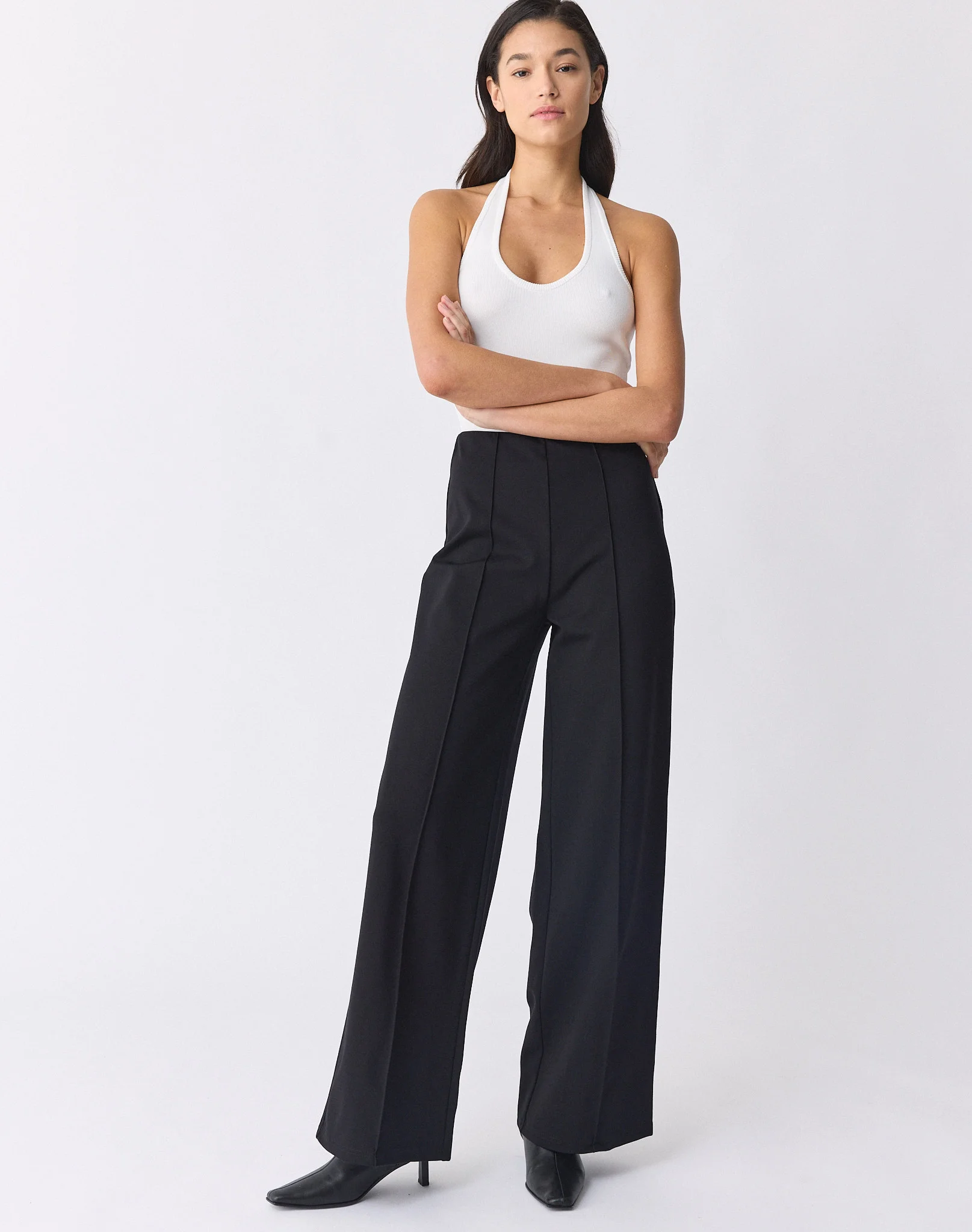 Pintuck Ponte Pant Black