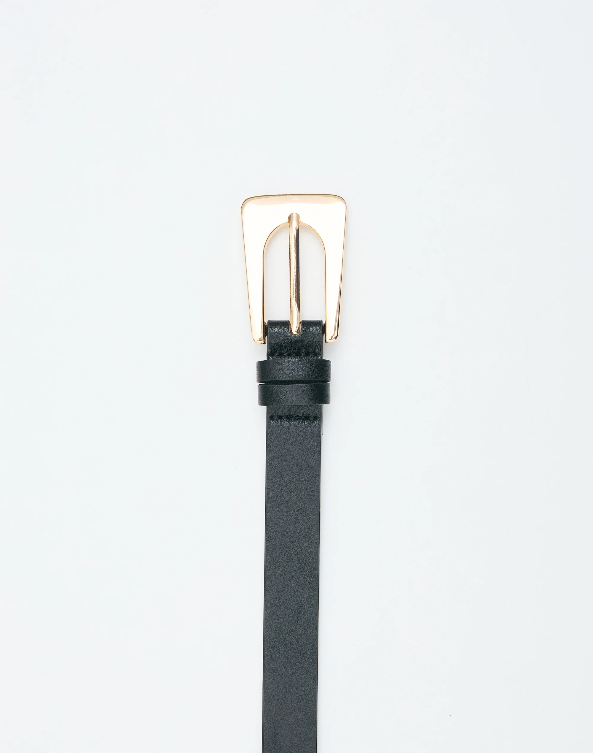 Thin Statement Buckle Belt Statement Buckle Belt in Black X Gold