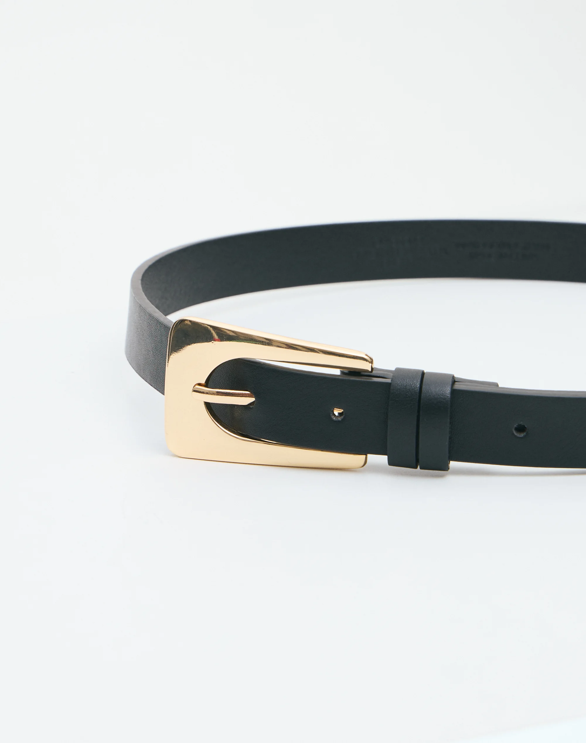 Thin Statement Buckle Belt Statement Buckle Belt in Black X Gold