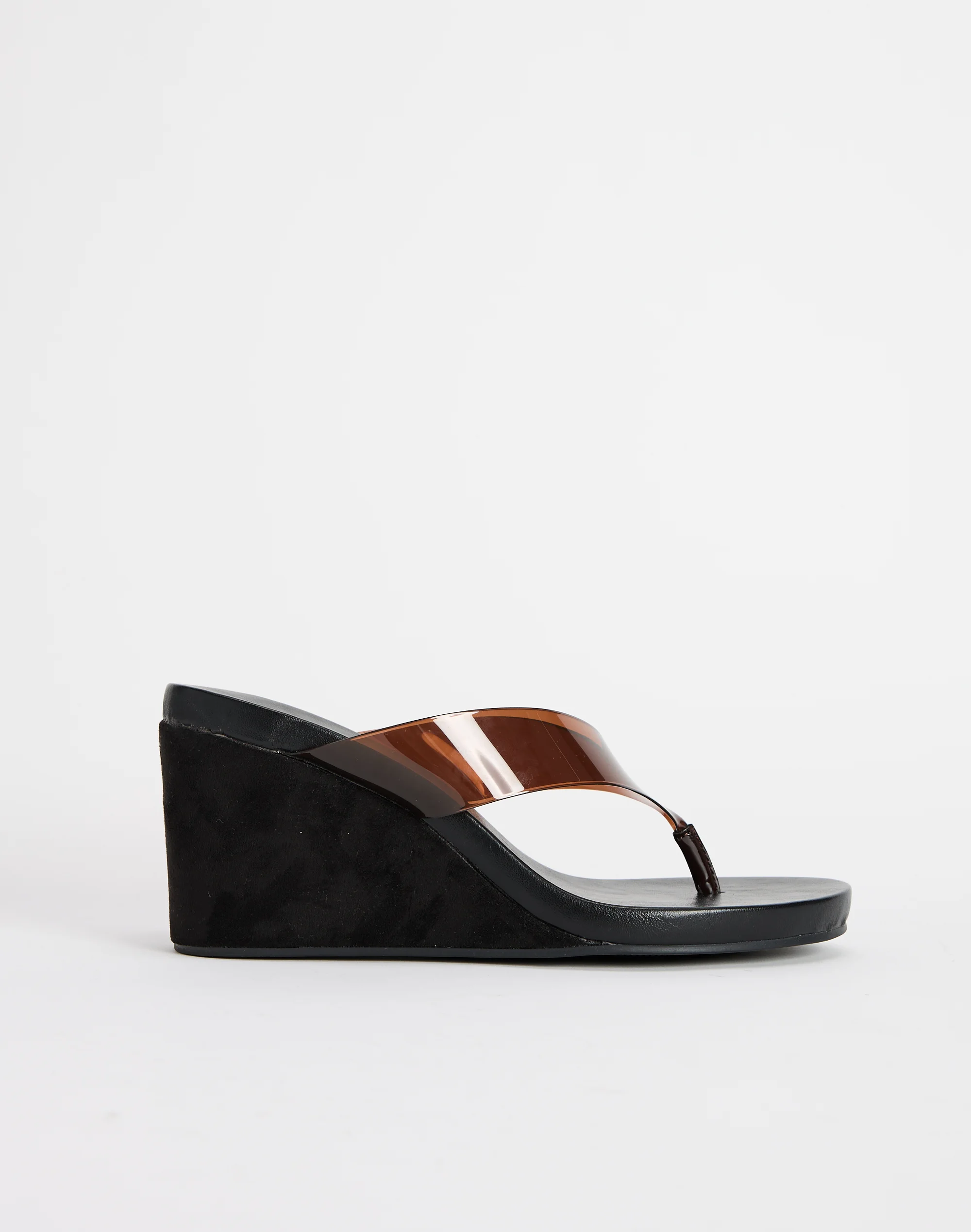 Jelly Wedge Thong Heel Black X Brown