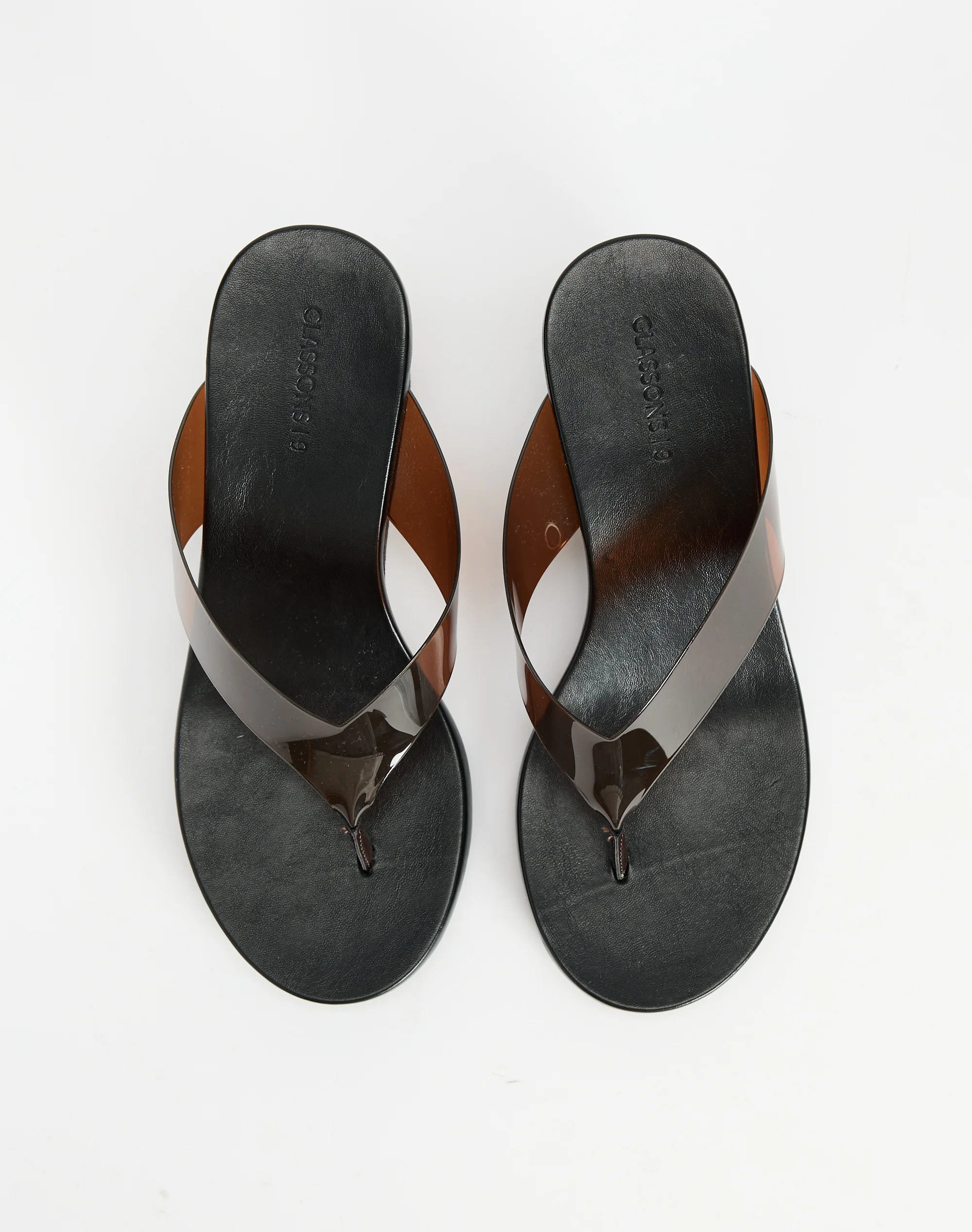 Jelly Wedge Thong Heel Black X Brown