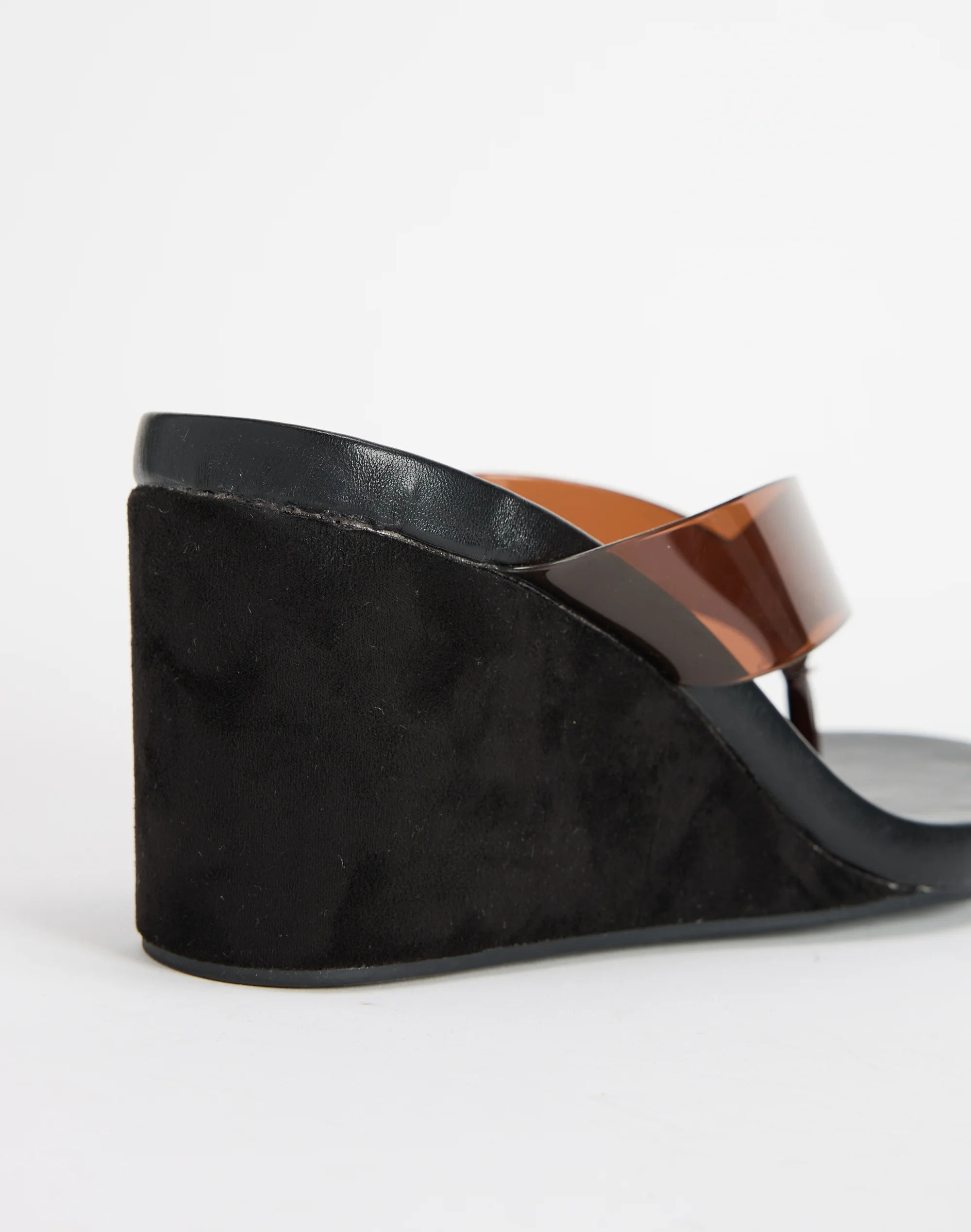 Jelly Wedge Thong Heel Black X Brown