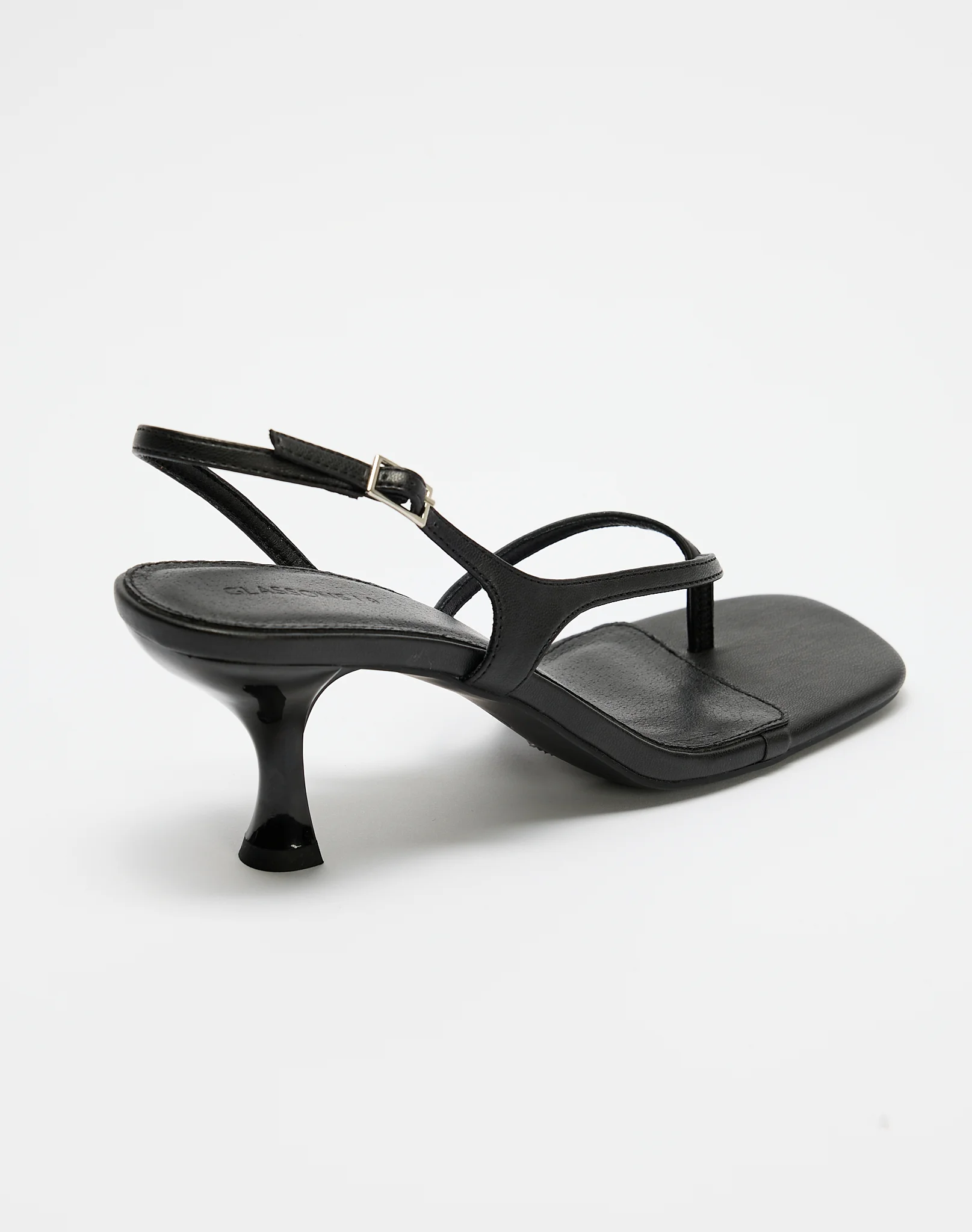 Strappy Thong Kitten Heel Black