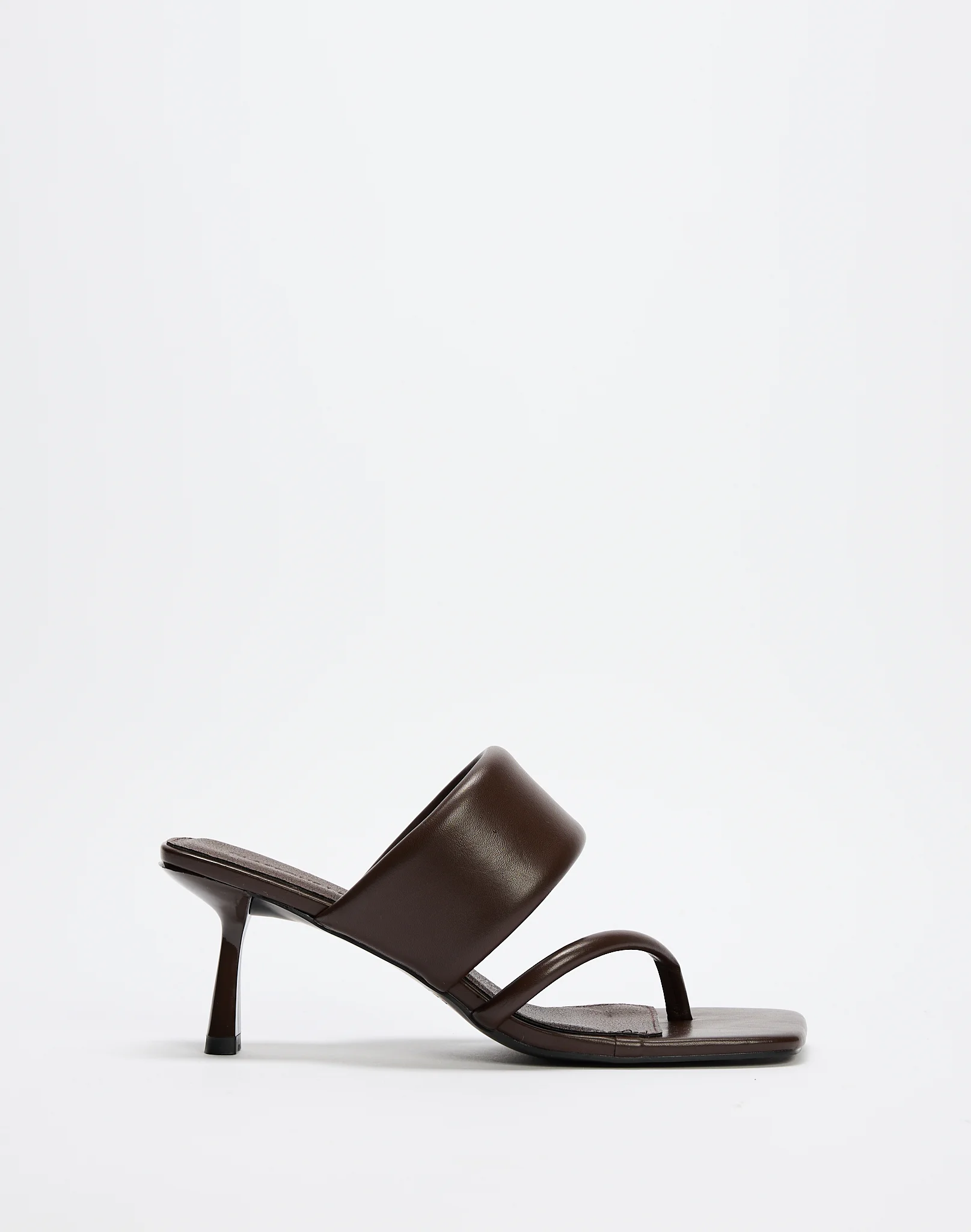 Square Toe Strappy Mule Heel Choc Brown