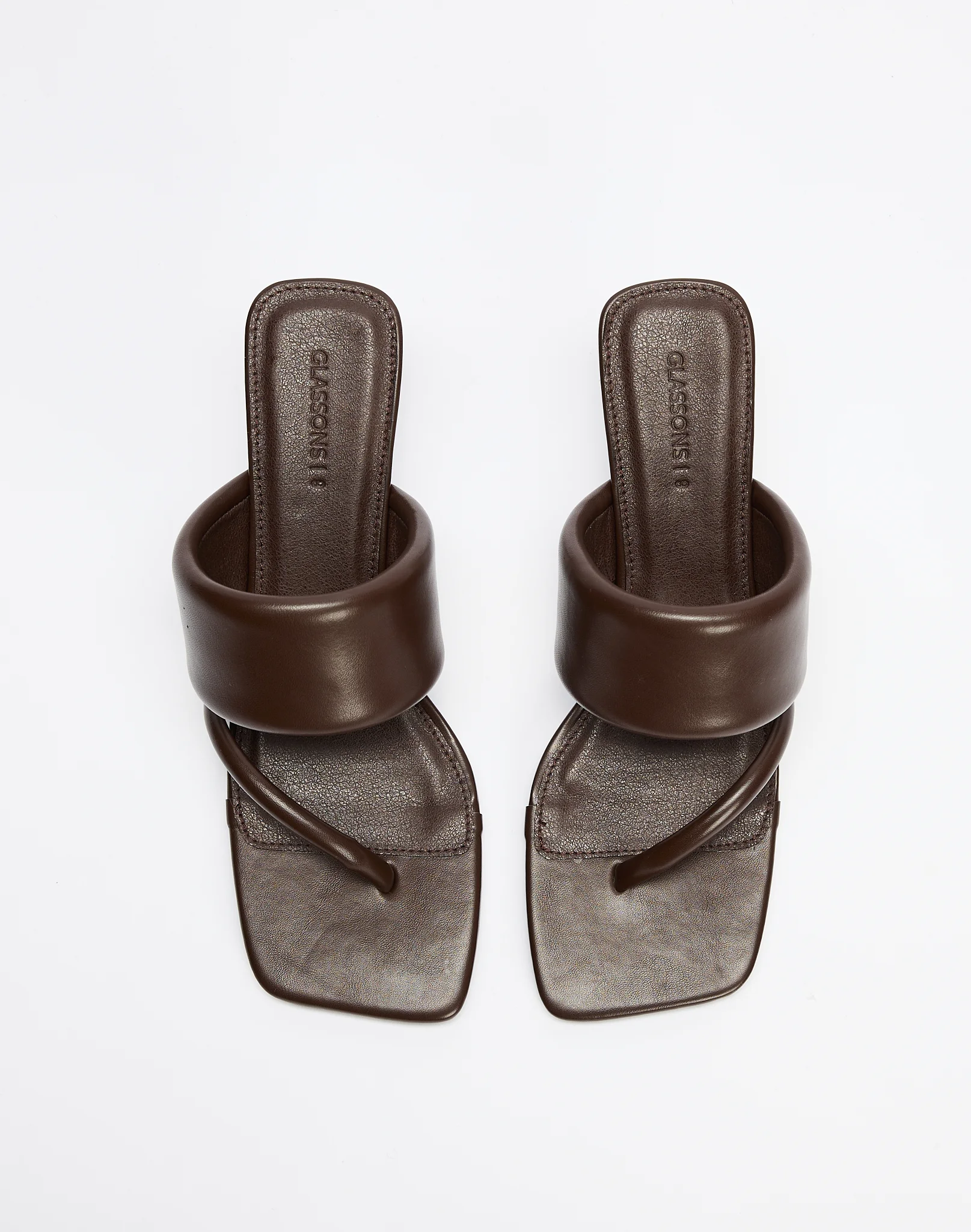 Square Toe Strappy Mule Heel Choc Brown