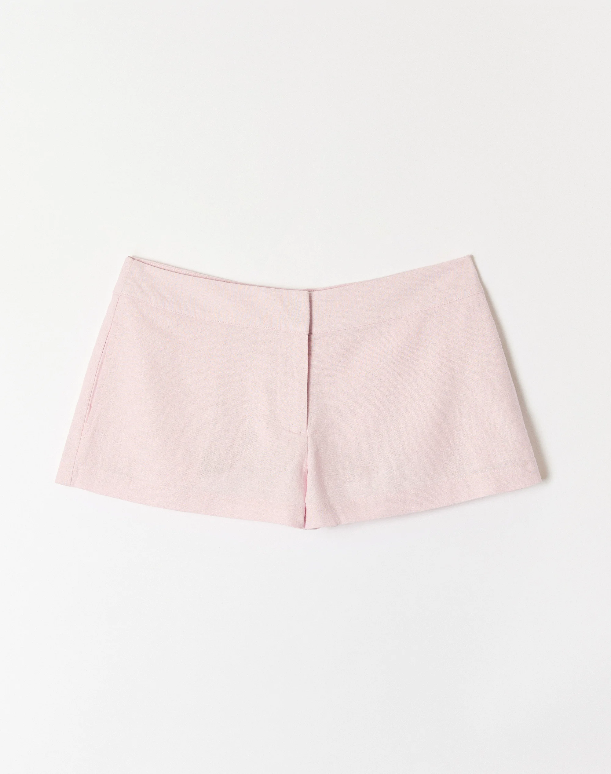 Linen Blend Tailored Micro Short Romance Rose 6 Linen Blend Tailored Micro Short Romance Rose
