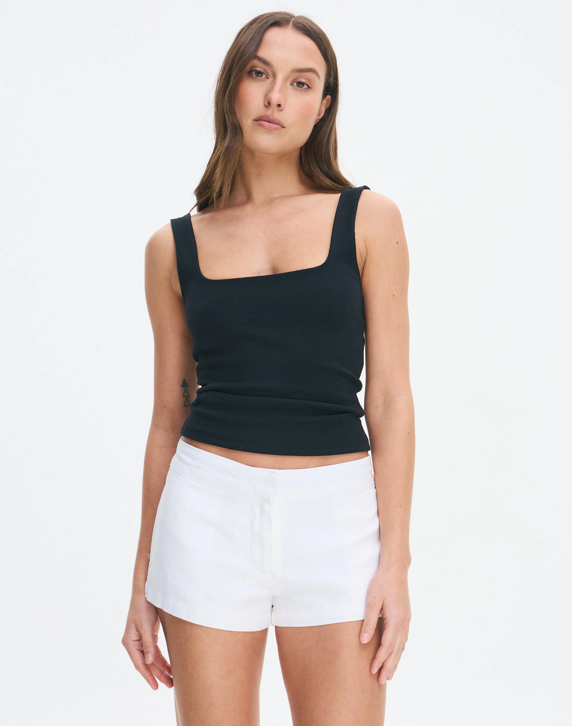 Linen Blend Tailored Micro Short White
