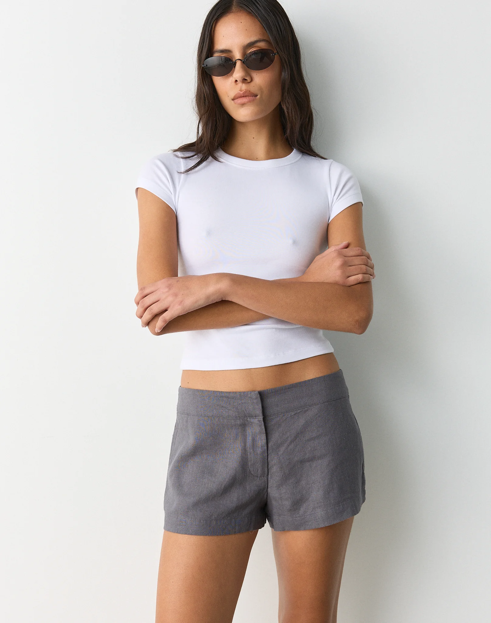 Linen Blend Tailored Micro Short Smoke Show
