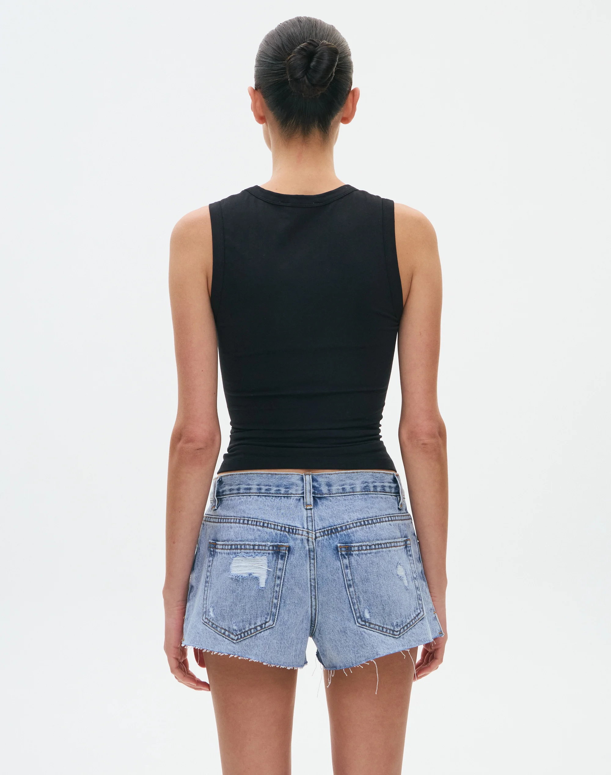 Mid Rise Cut Off Mini Short Light Blue Breeze