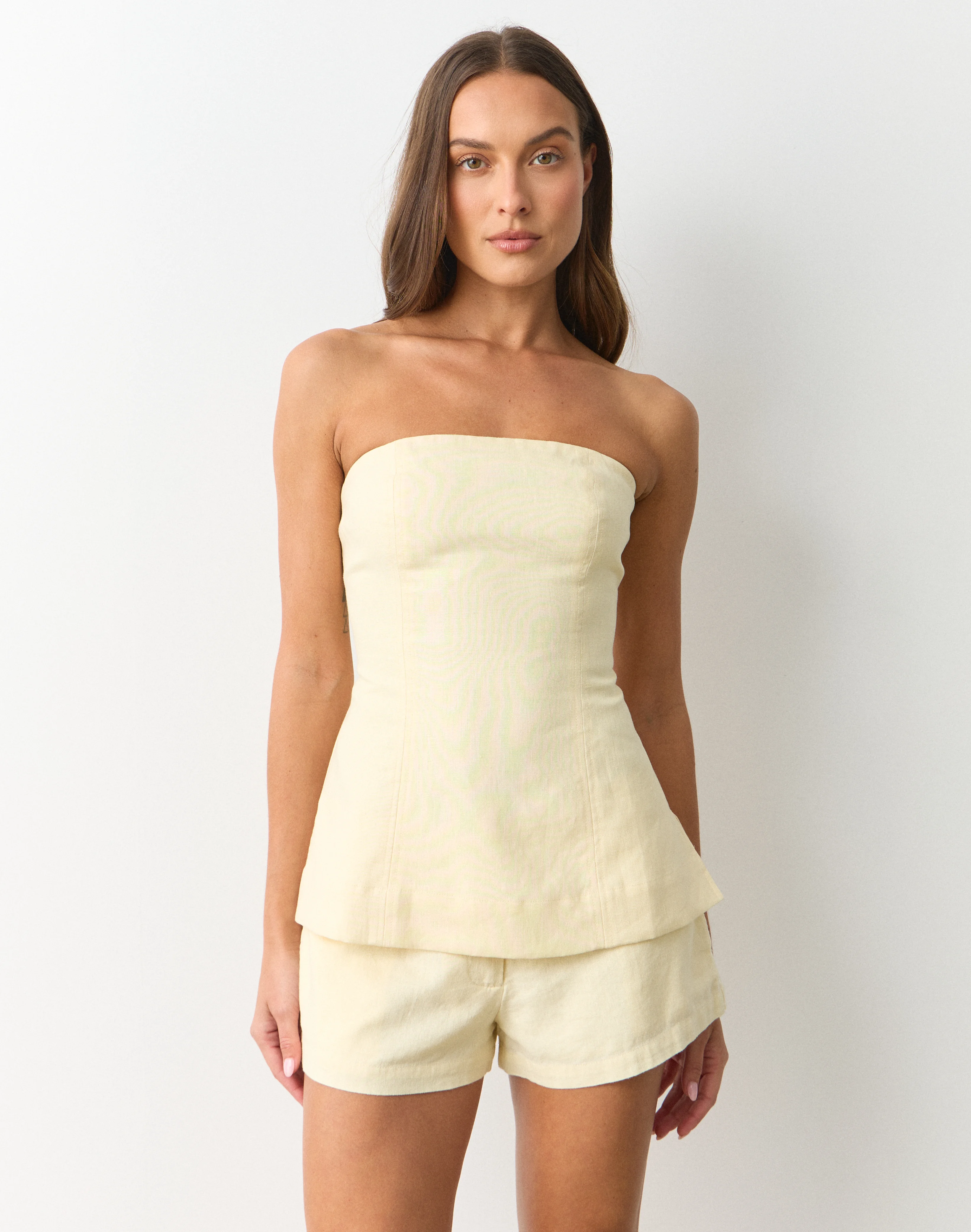 100% Linen Strapless Blouse Dusty Dandelion