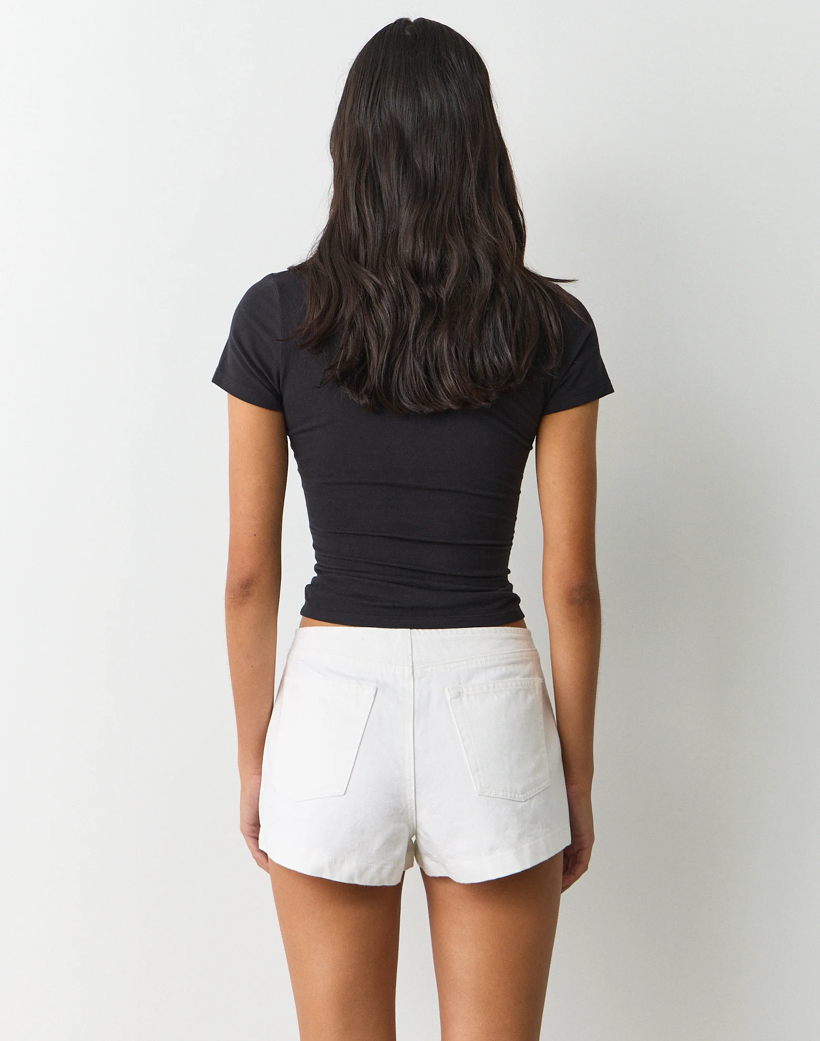 Low Rise Belted Denim Short Waikiki White