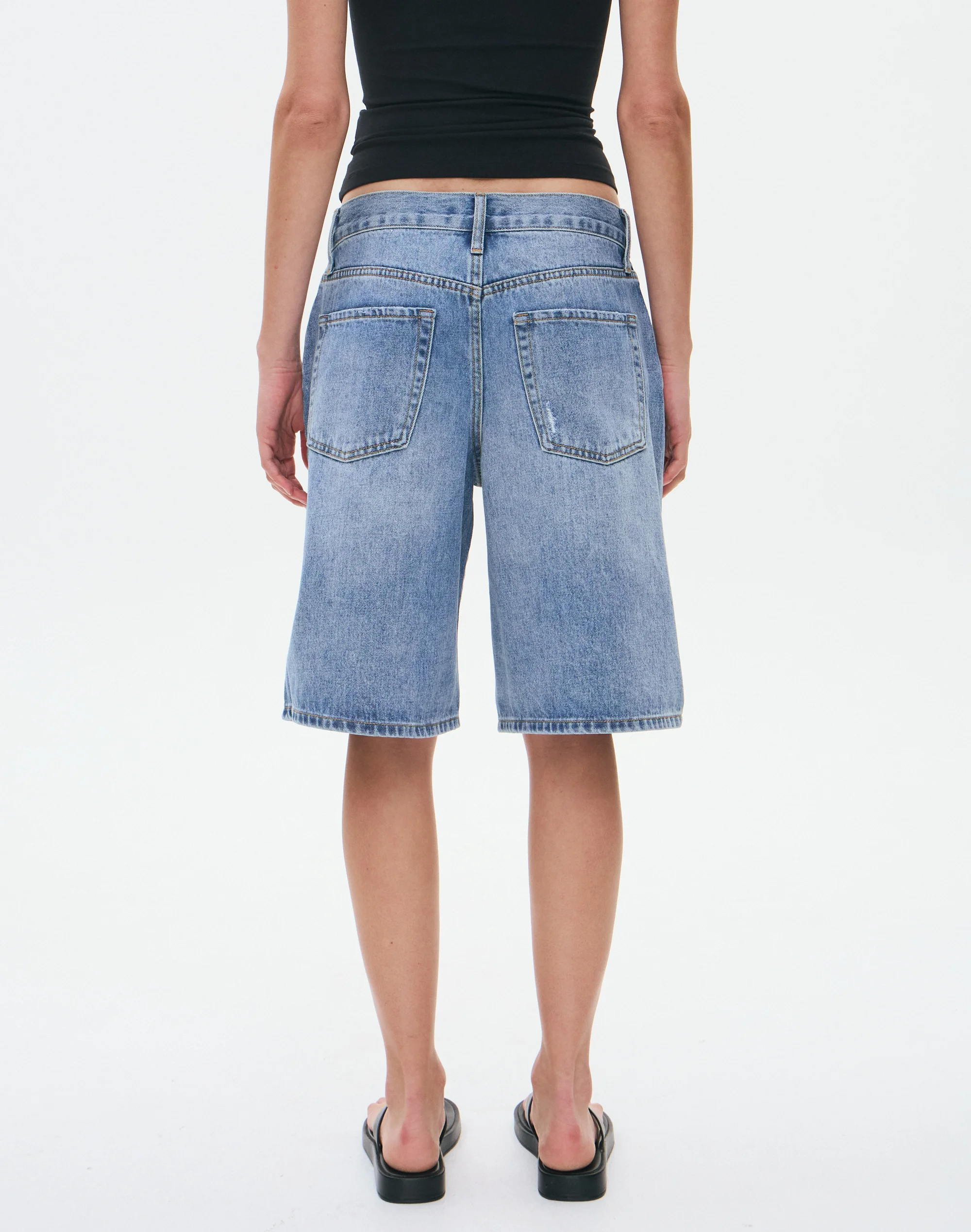 Low Rise Relaxed Denim Jort Blue Malibu