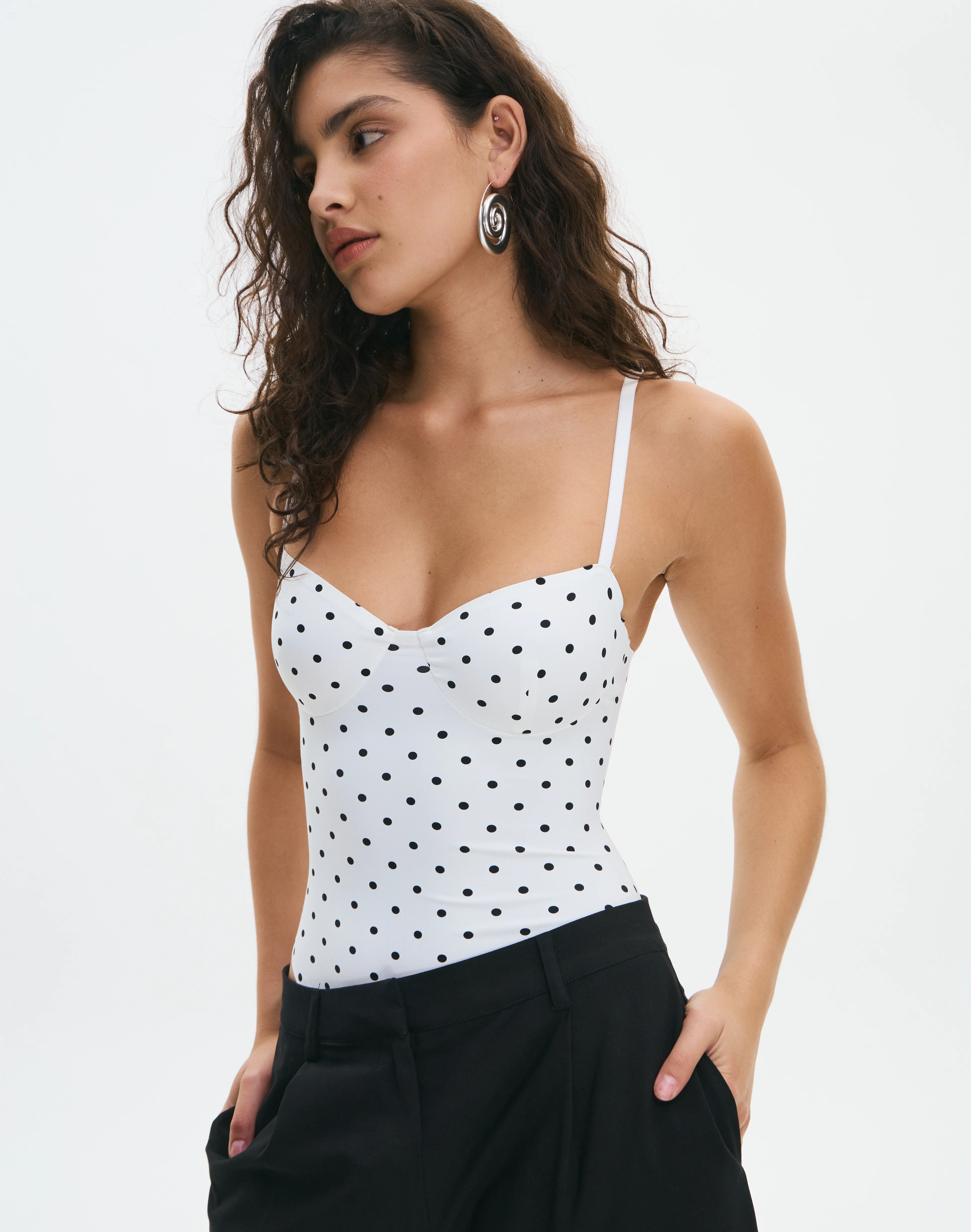 Polka Dot Underwire Bodysuit Maria X White X Black