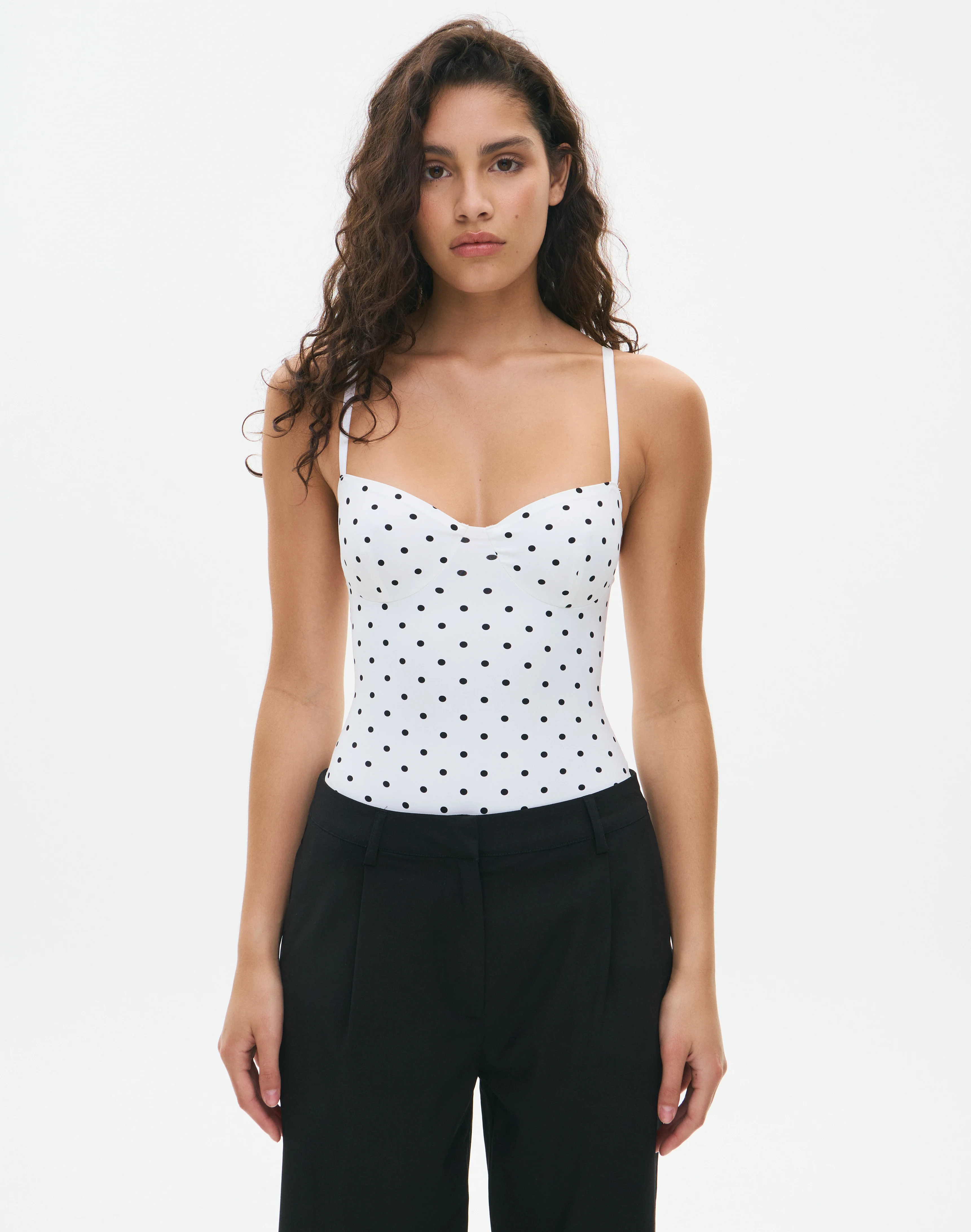 Polka Dot Underwire Bodysuit Maria X White X Black