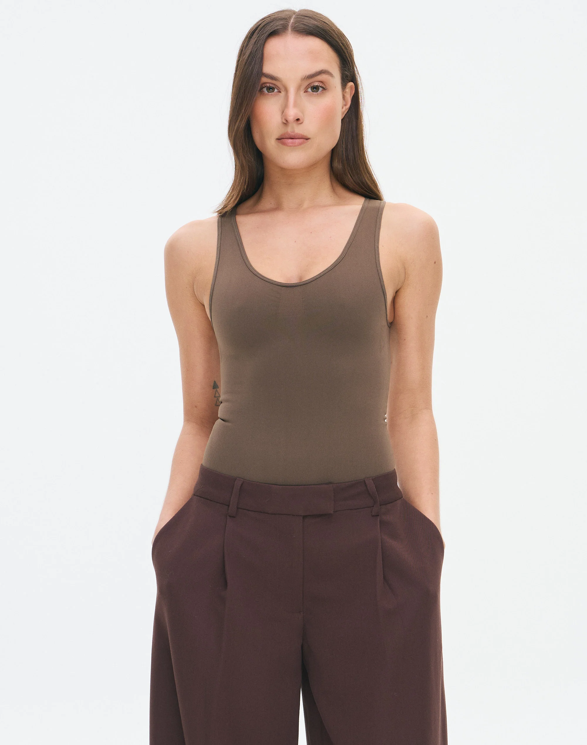 Seamless Scoop Neck Bodysuit Savanna Olive