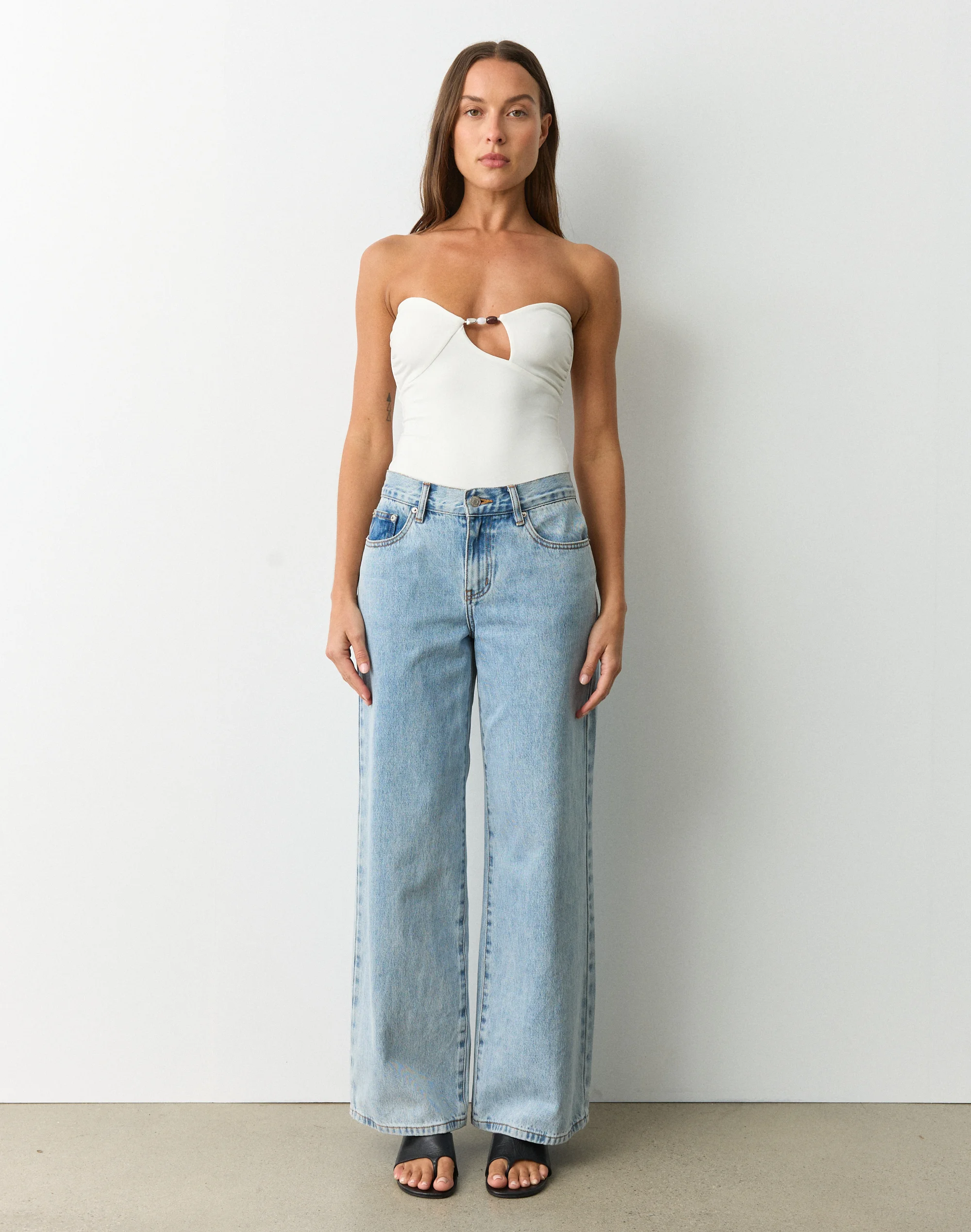 Strapless Bead Detail Bodysuit Milk