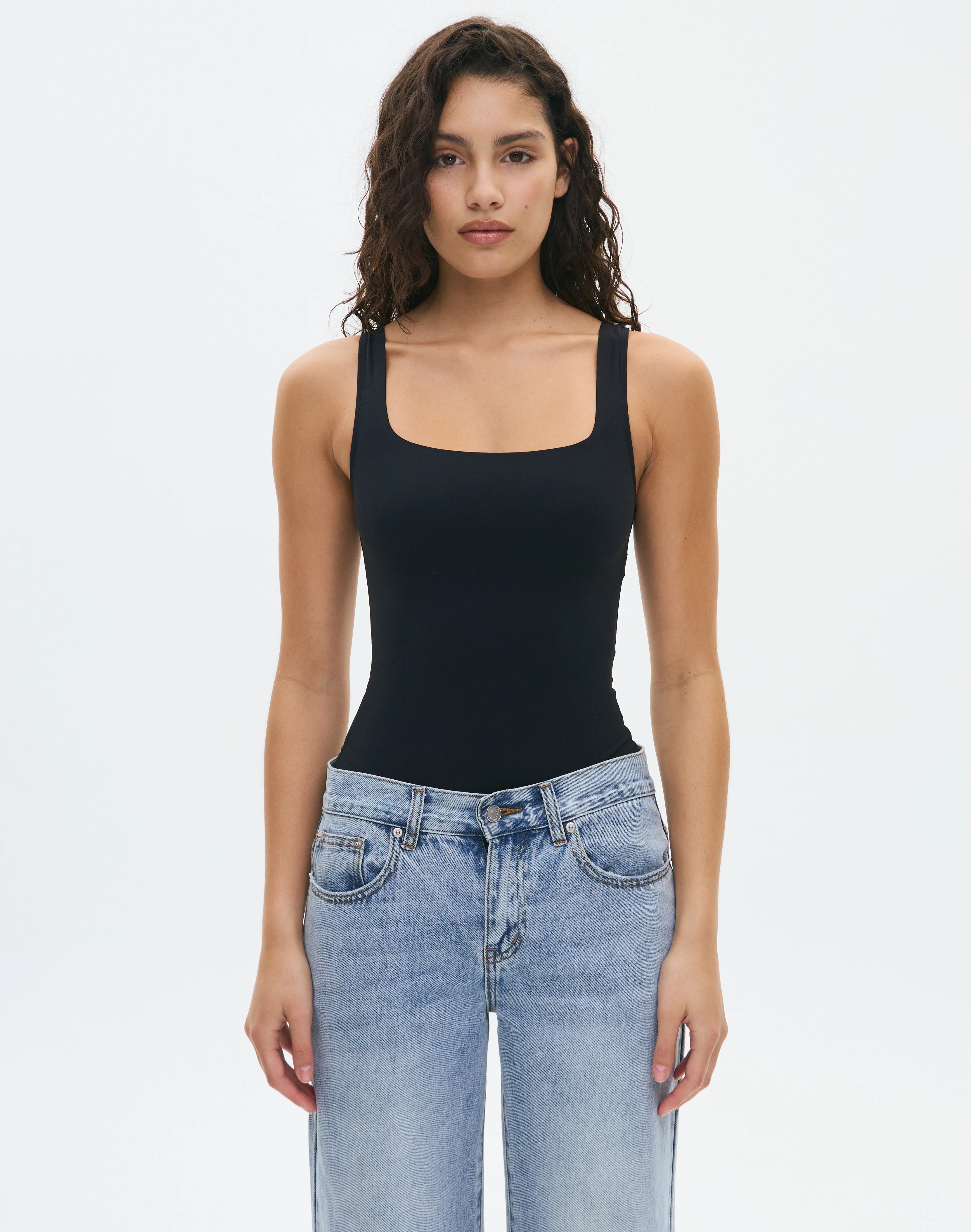 Square Neck Sculpt Bodysuit Black