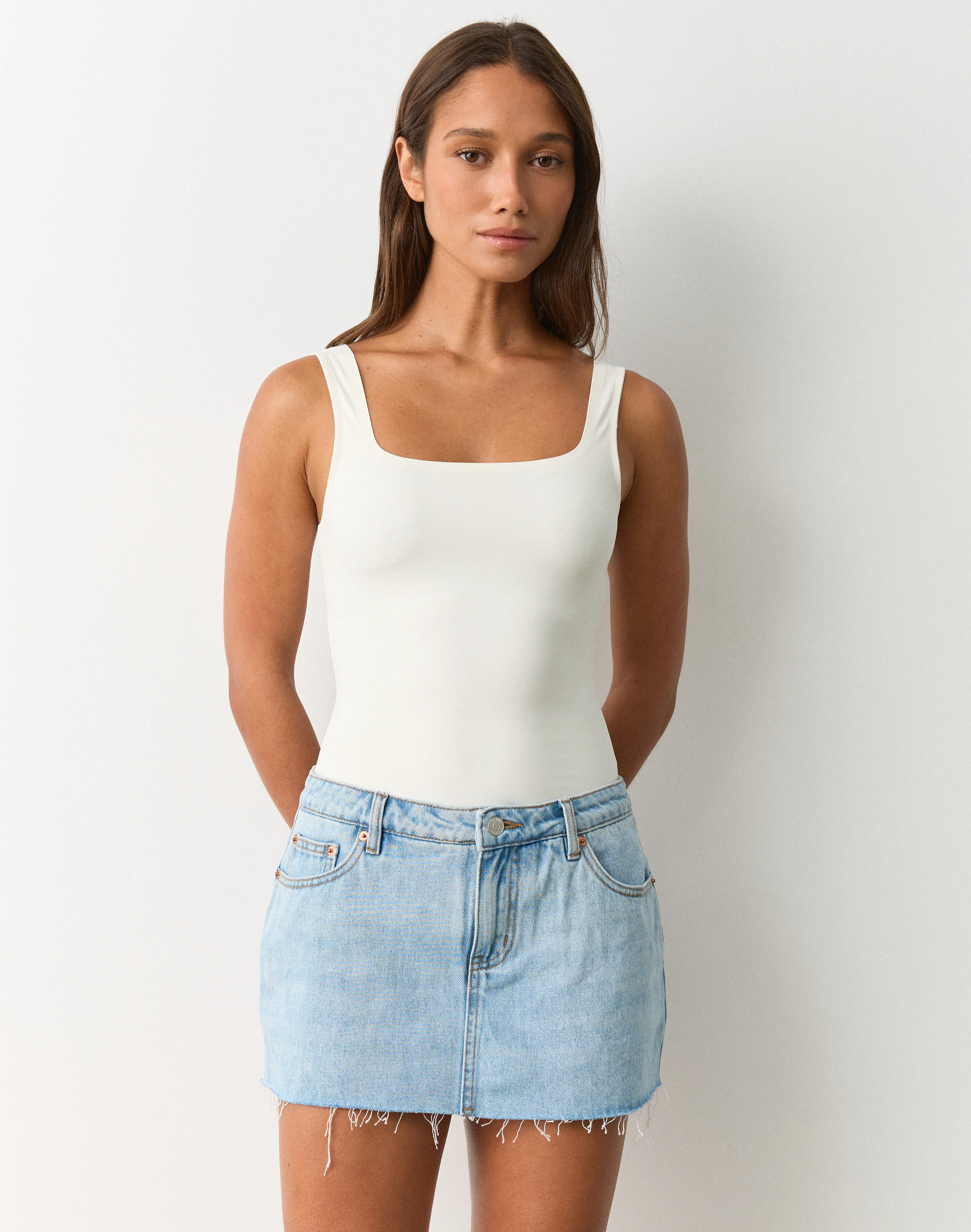 Square Neck Sculpt Bodysuit Caribbean Velvet