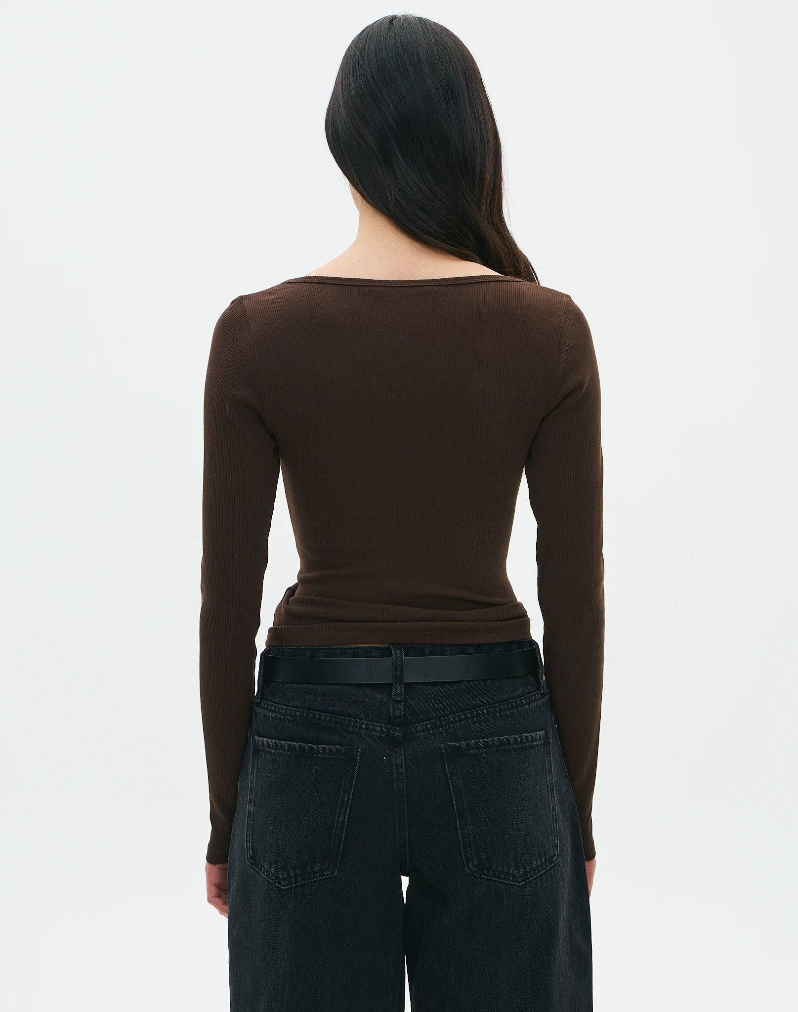 Cotton Rib Scoop Longsleeve Top Fudge Fantasy