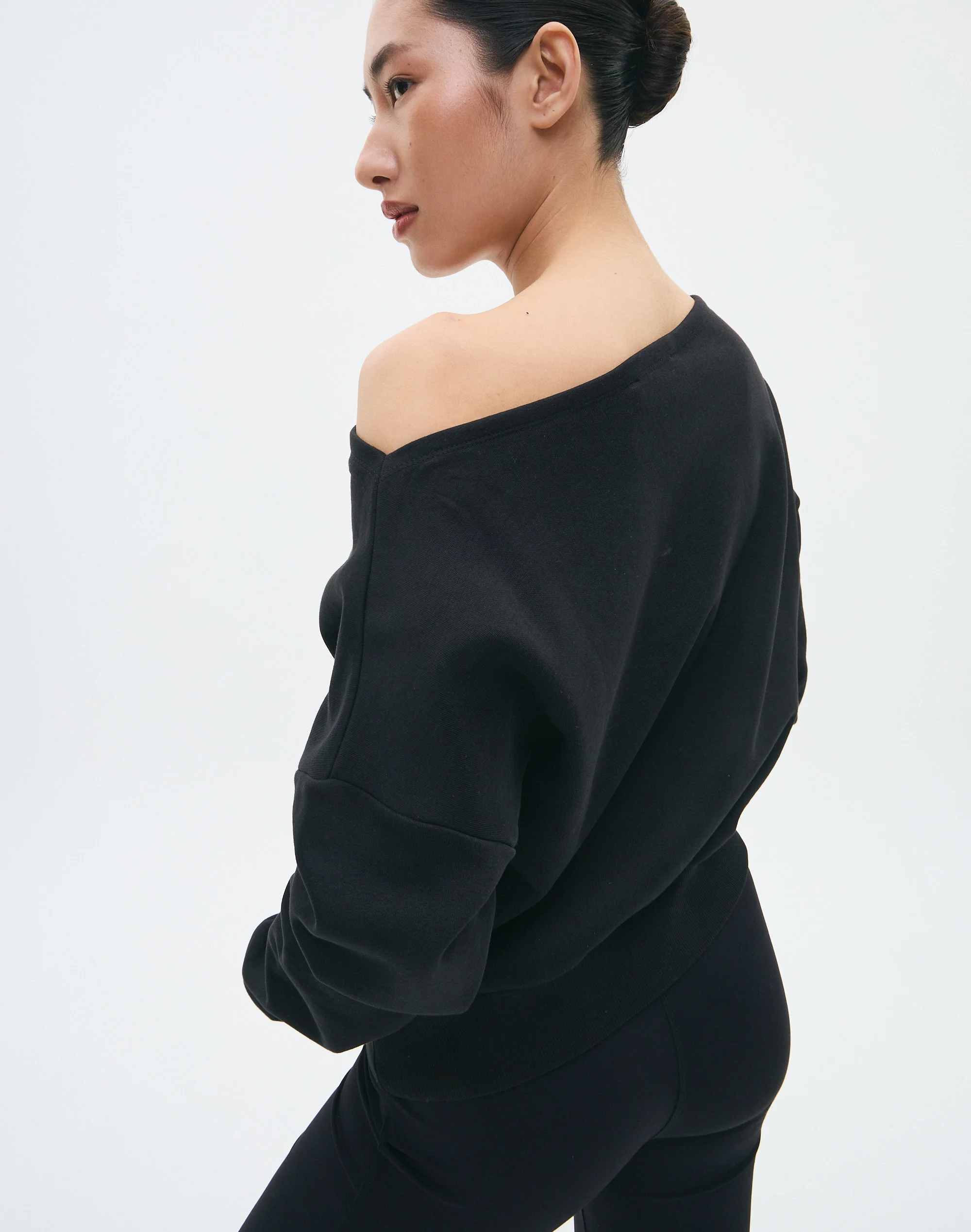 Organic Cotton Off Shoulder Sweat Black