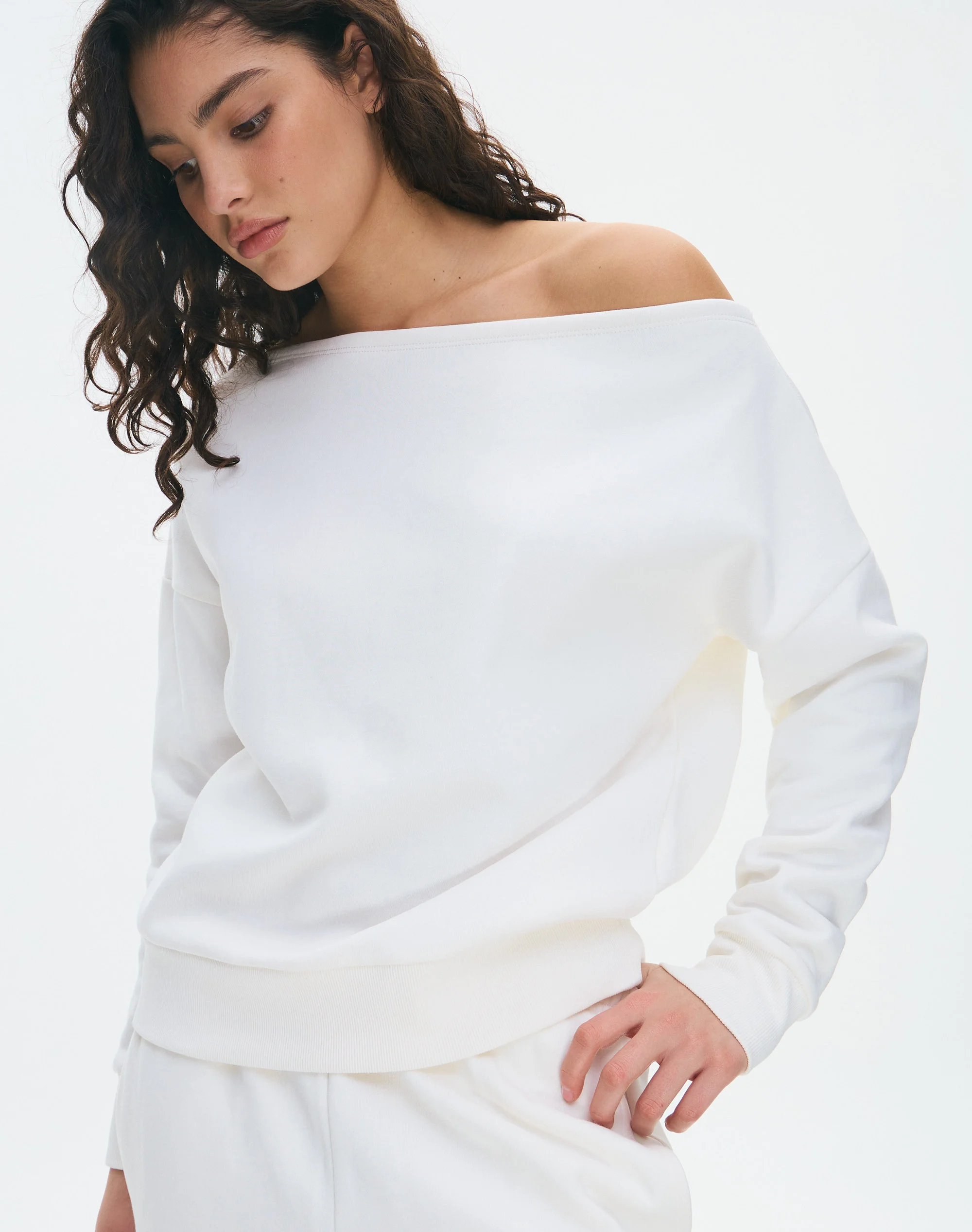 Organic Cotton Off Shoulder Sweat Milk