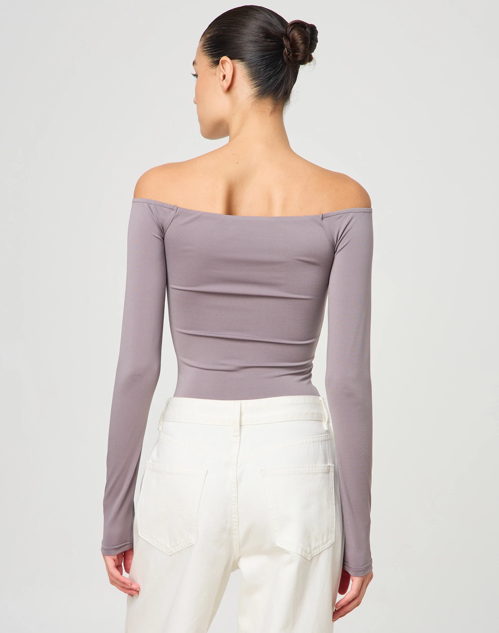 Cut Out Ruched Longsleeve Top Slate Of Mind