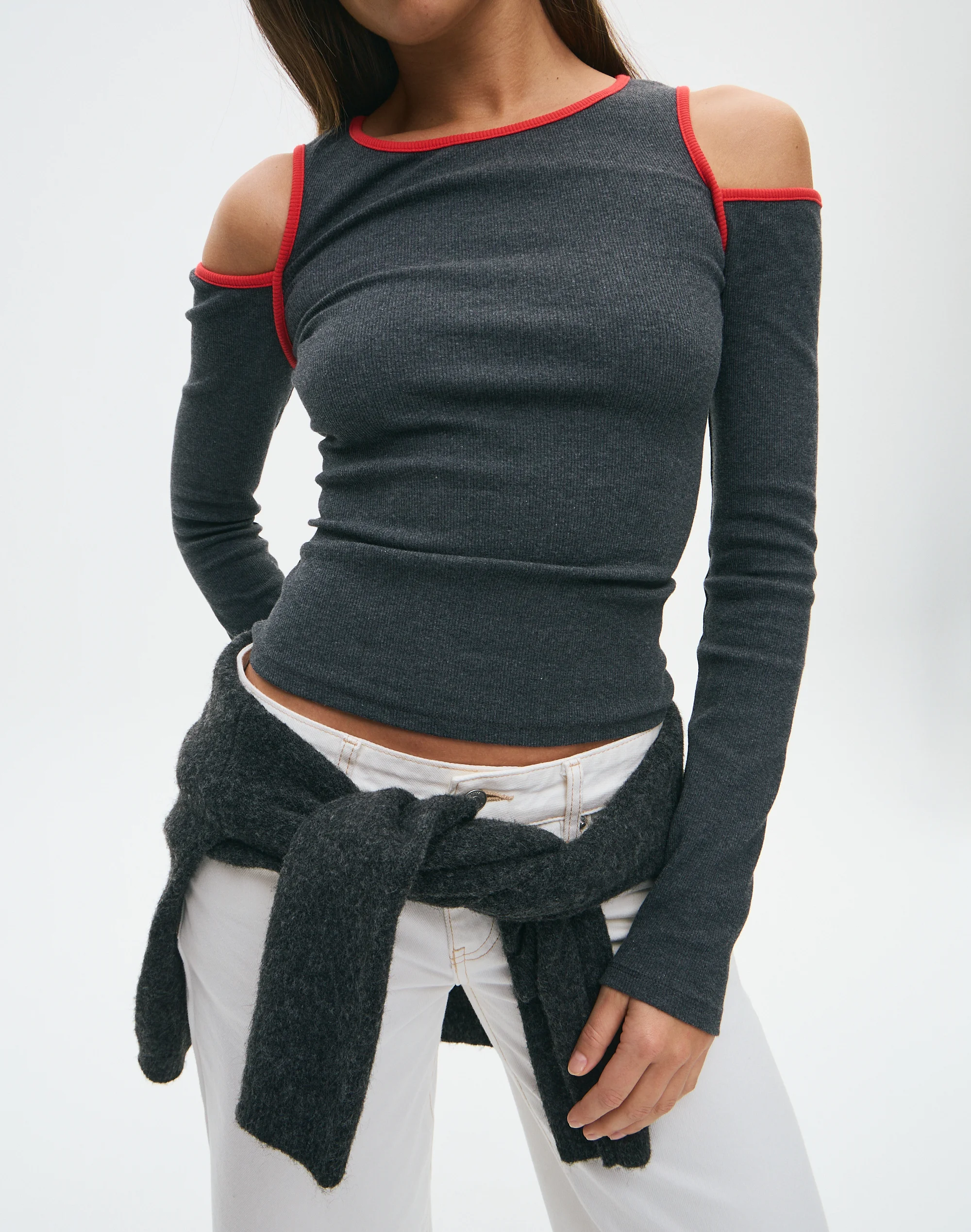 Contrast Off Shoulder Longsleeve Top Thundercloud X Racer Red