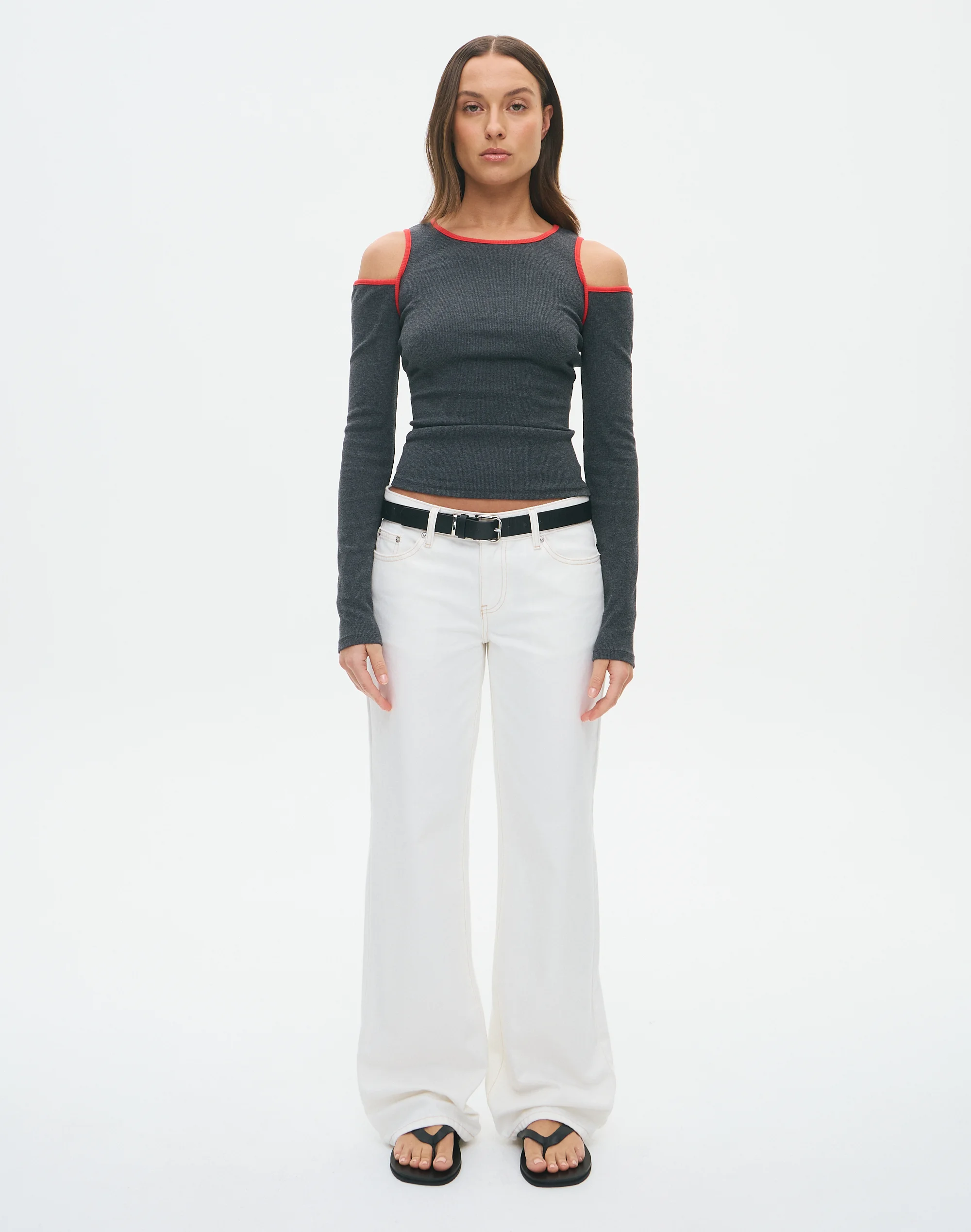 Contrast Off Shoulder Longsleeve Top Thundercloud X Racer Red 4 Contrast Off Shoulder Longsleeve Top Thundercloud X Racer Red