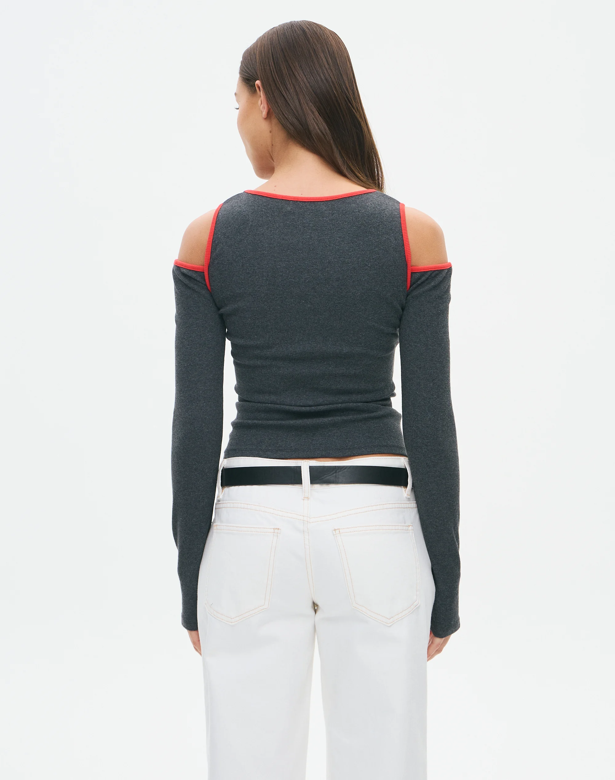 Contrast Off Shoulder Longsleeve Top Thundercloud X Racer Red 5 Contrast Off Shoulder Longsleeve Top Thundercloud X Racer Red